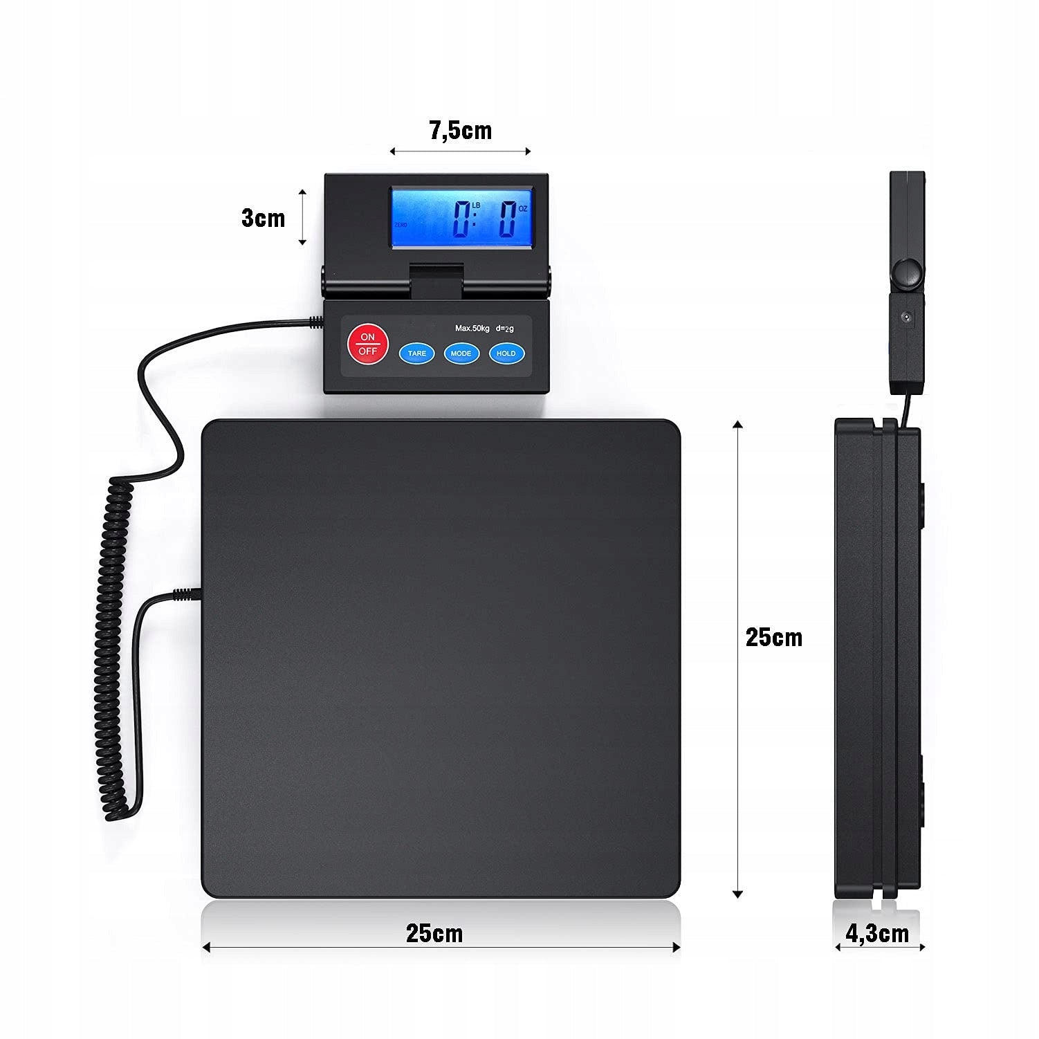 Electronic Parcel Scale 50 kg 2 g External LCD Display Packaging status original