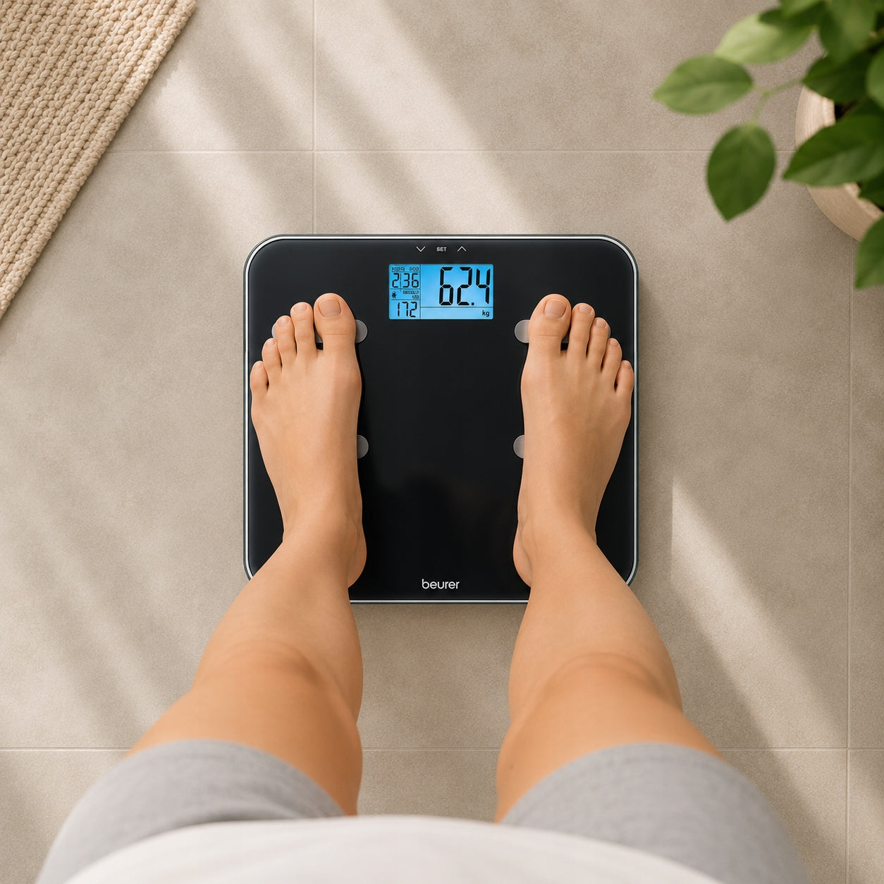 Electronic Scale Beurer BF185 Glass With Glass Measurement Memory 180 kg Packaging status original