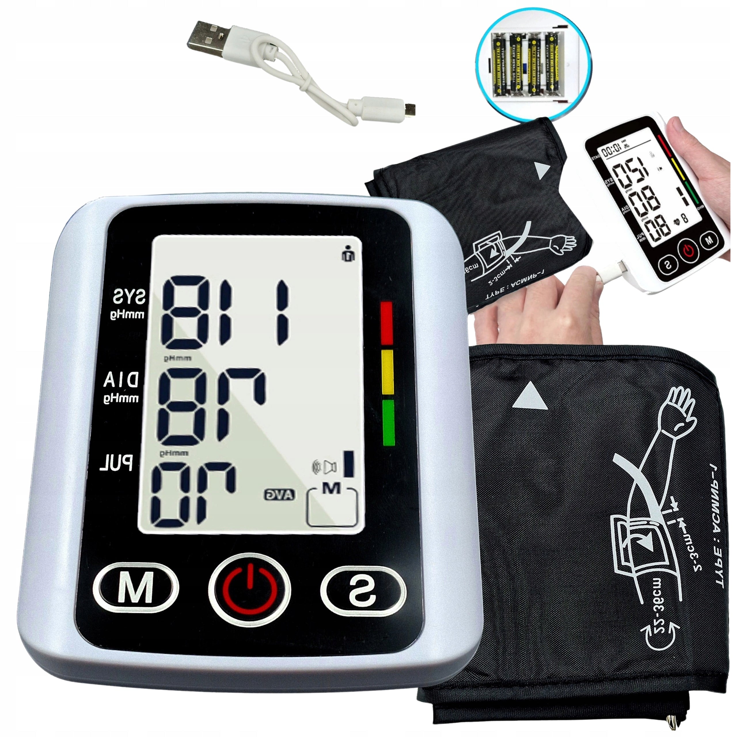 Electronic Shoulder Blood Pressure Monitor LED Display Large Recording. 22-32cm