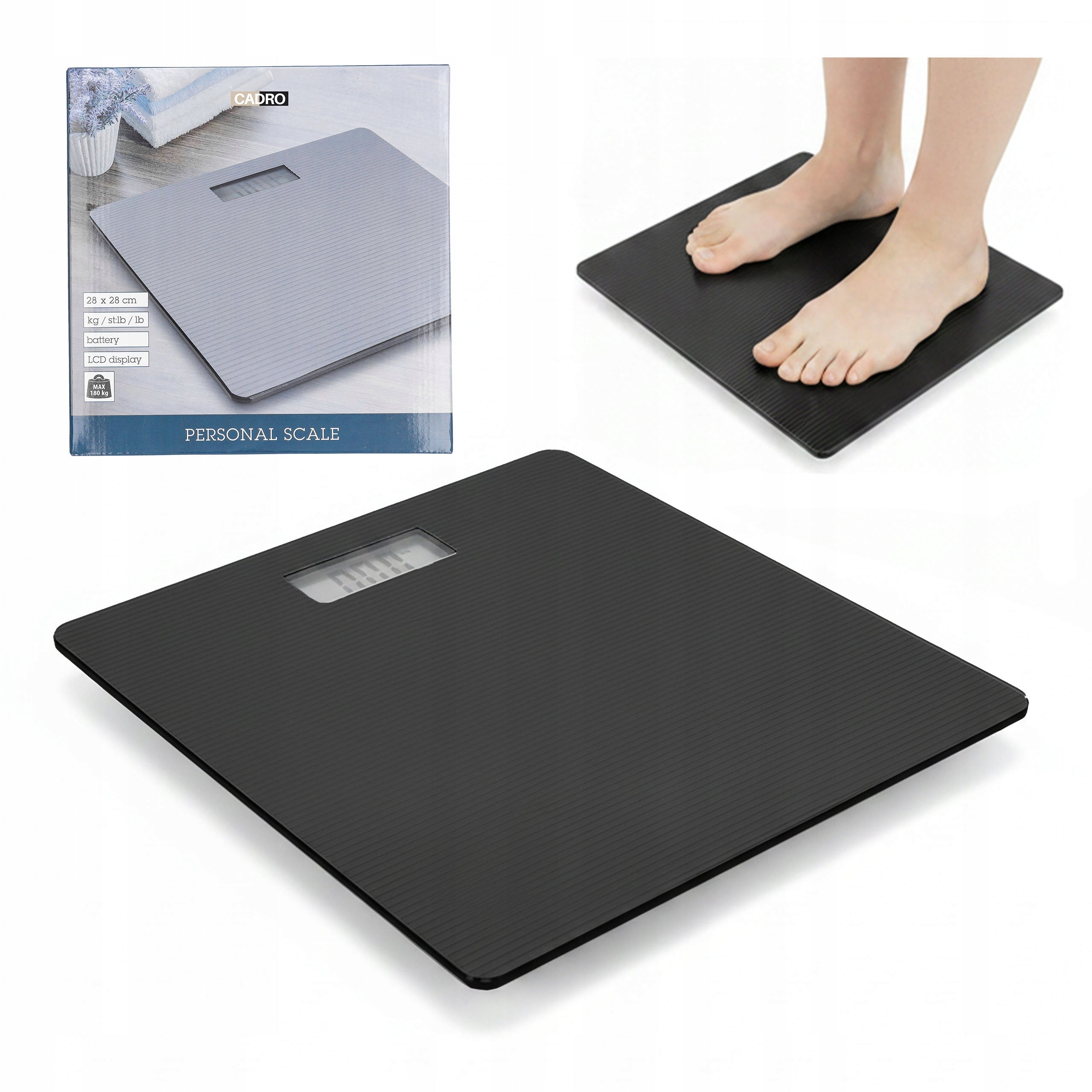 Electronic bathroom scale accurate to 180 kg glass black
