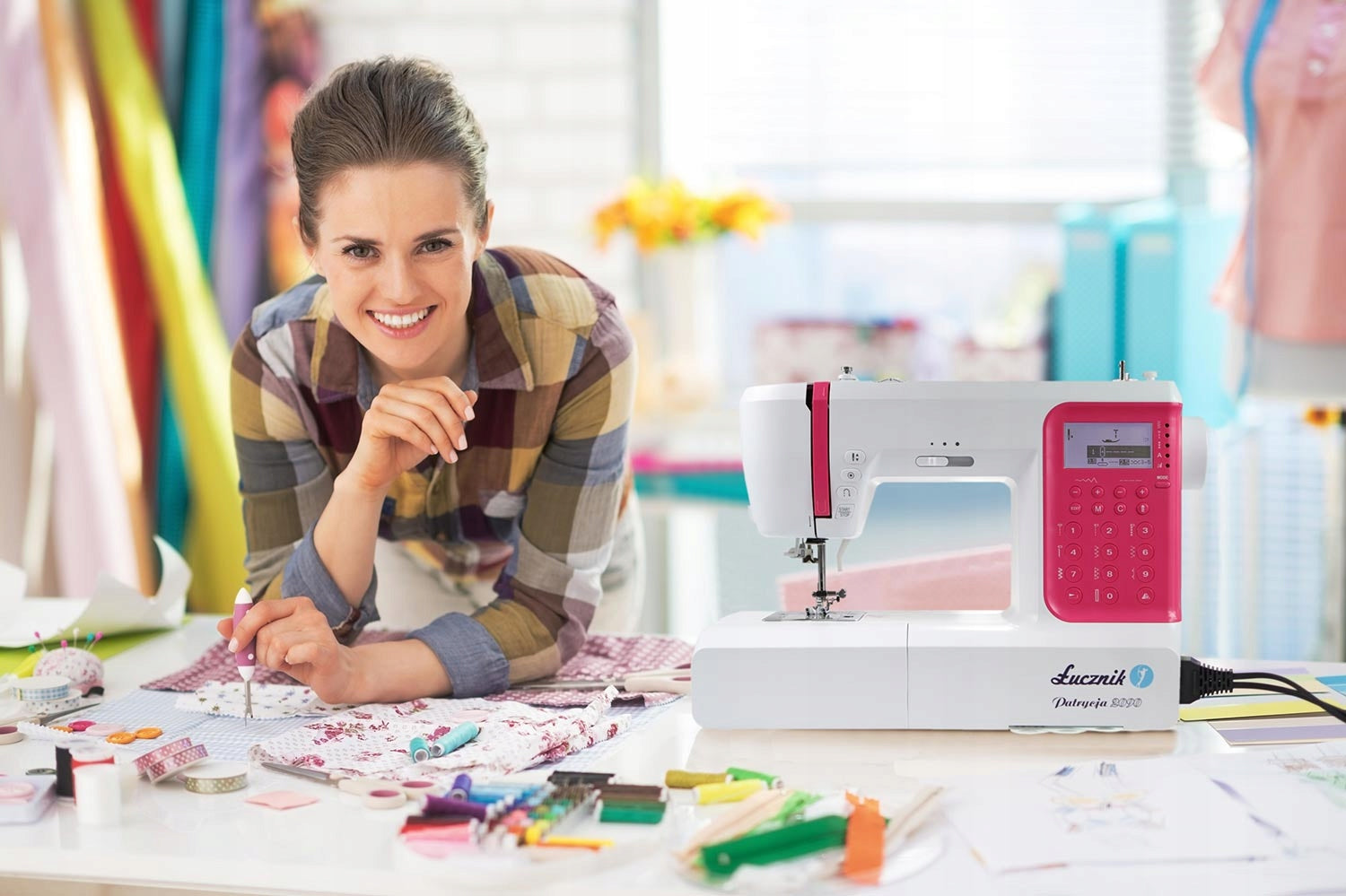 Electronic home sewing machine Patrycja 2090 198 stitch number letter Brand Łucznik