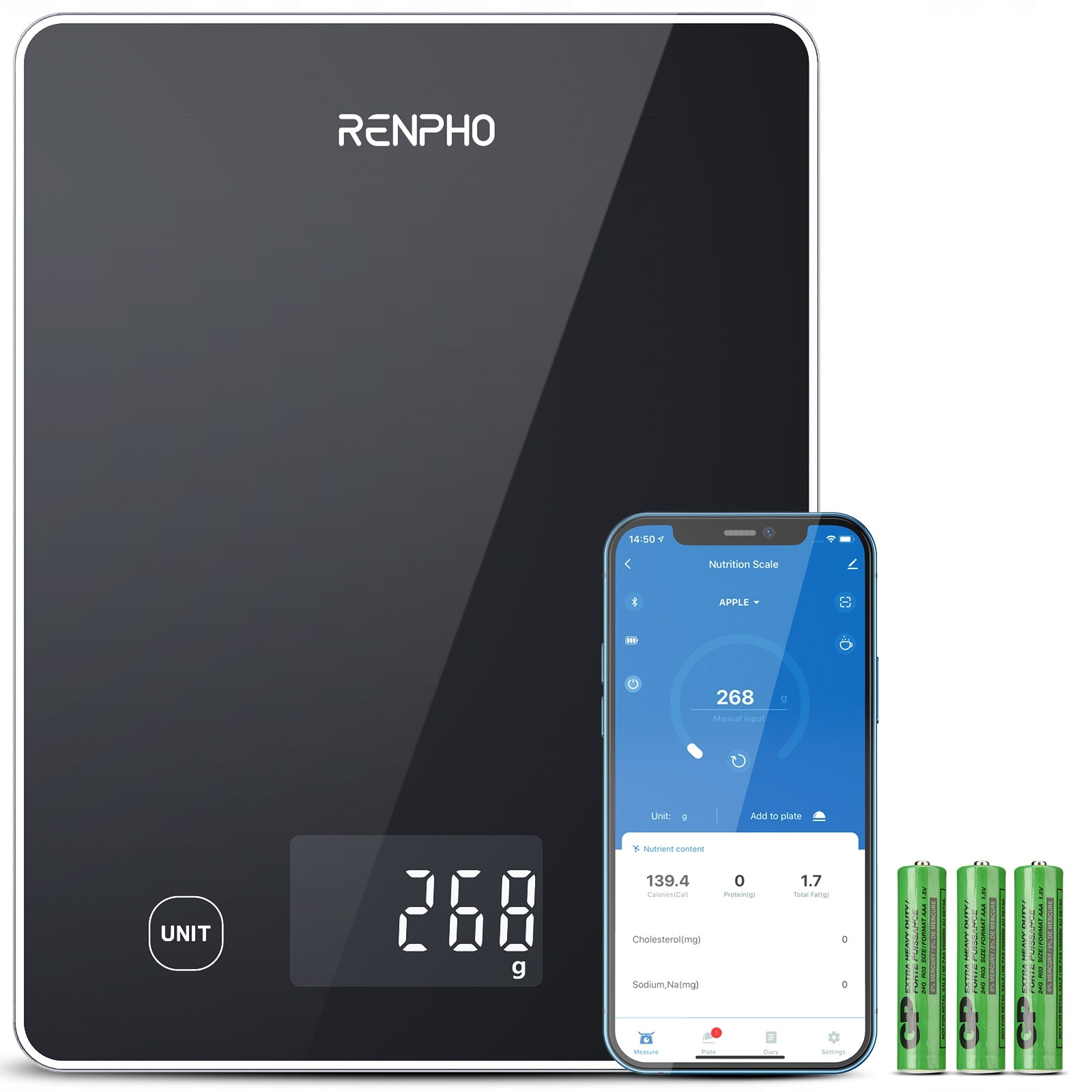 Electronic kitchen scale RENPHO smart 1L black Calibra