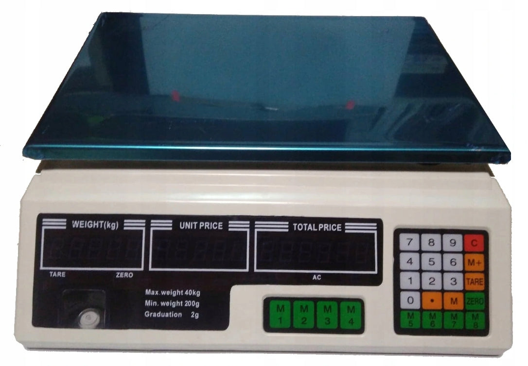 Electronic shop scale 40 kg/2 g with battery and LCD