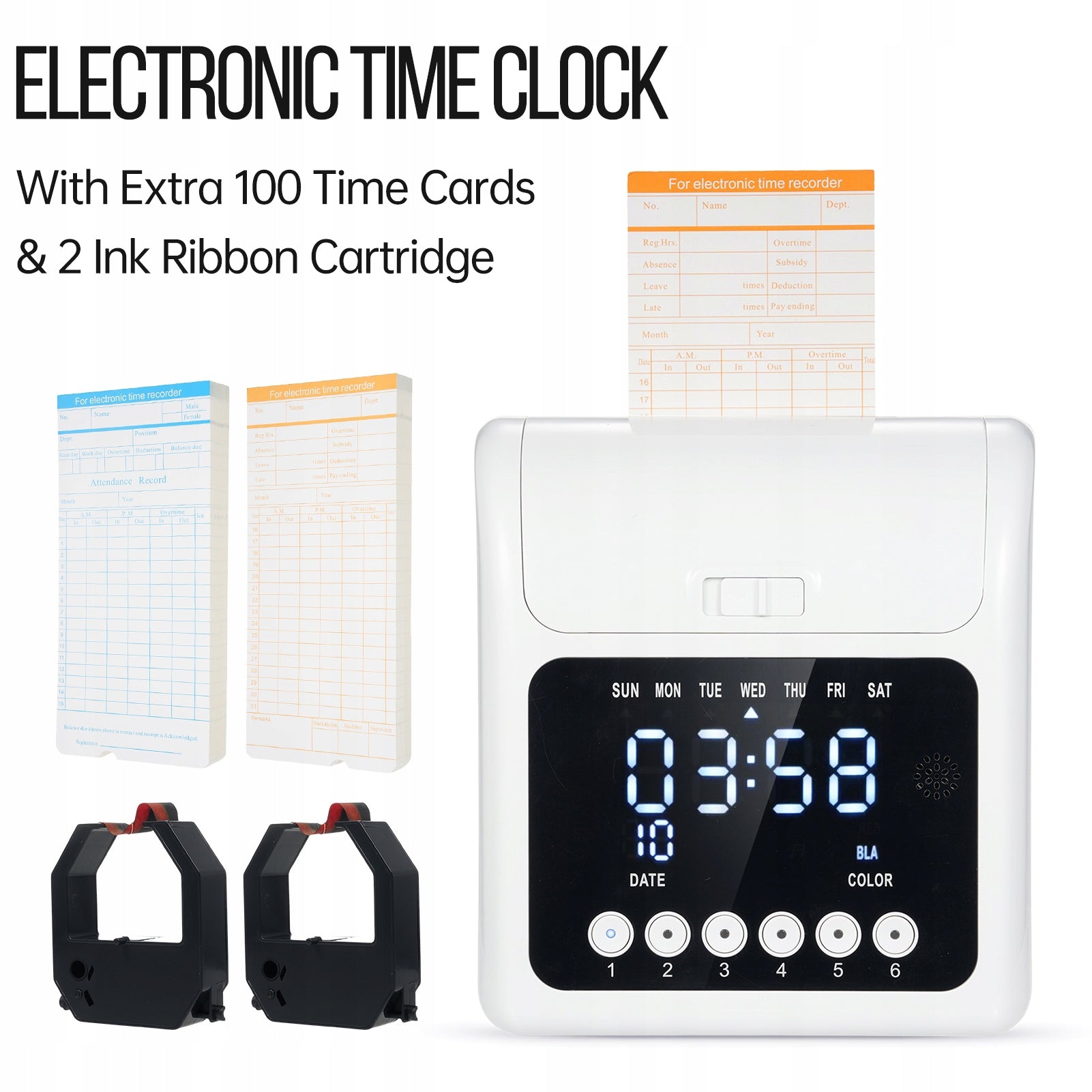 Electronic time clock with additional time cards 100pcs 2 P6 Printing technology other
