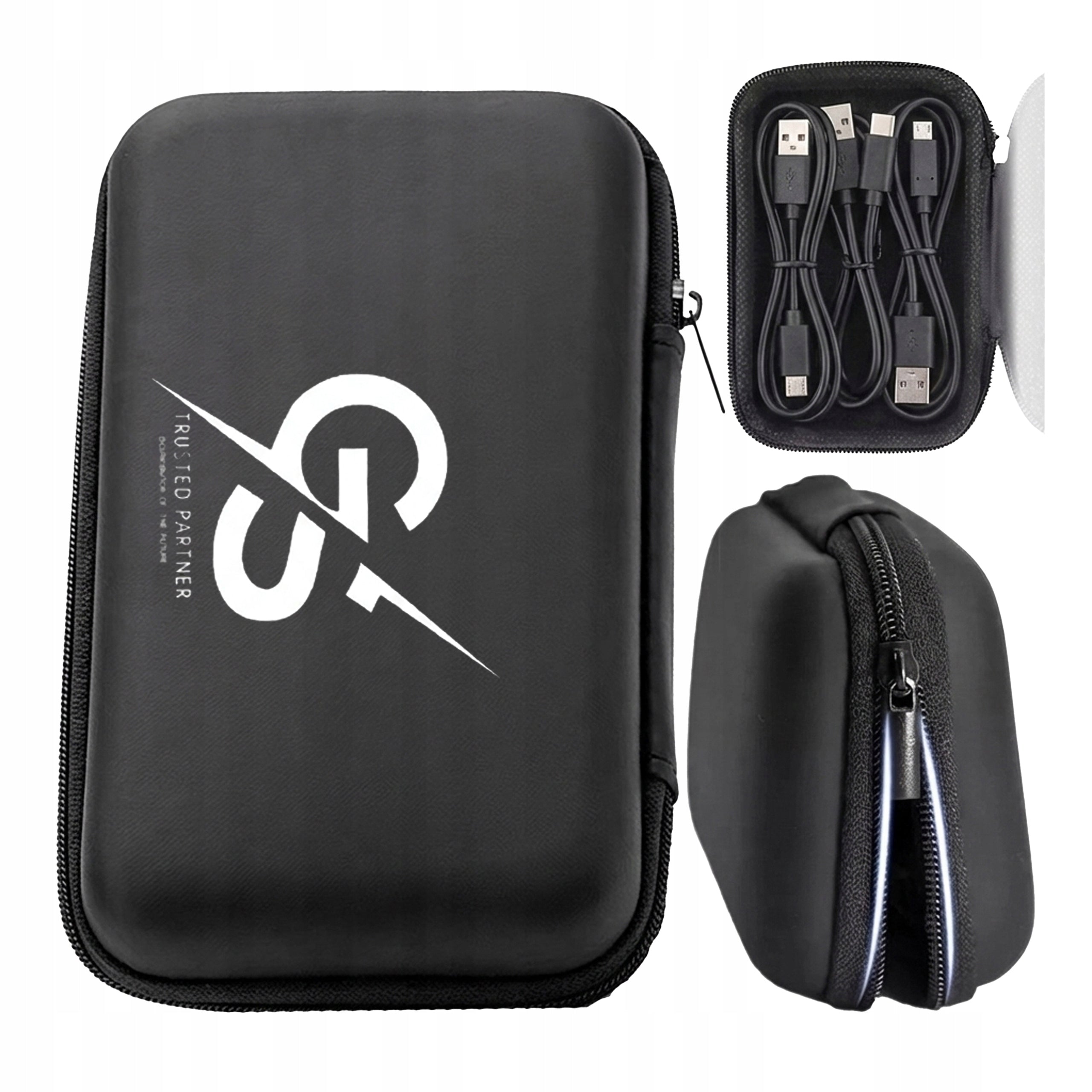 Electronics Protective Case Organizer for Travel Charger Cables Black