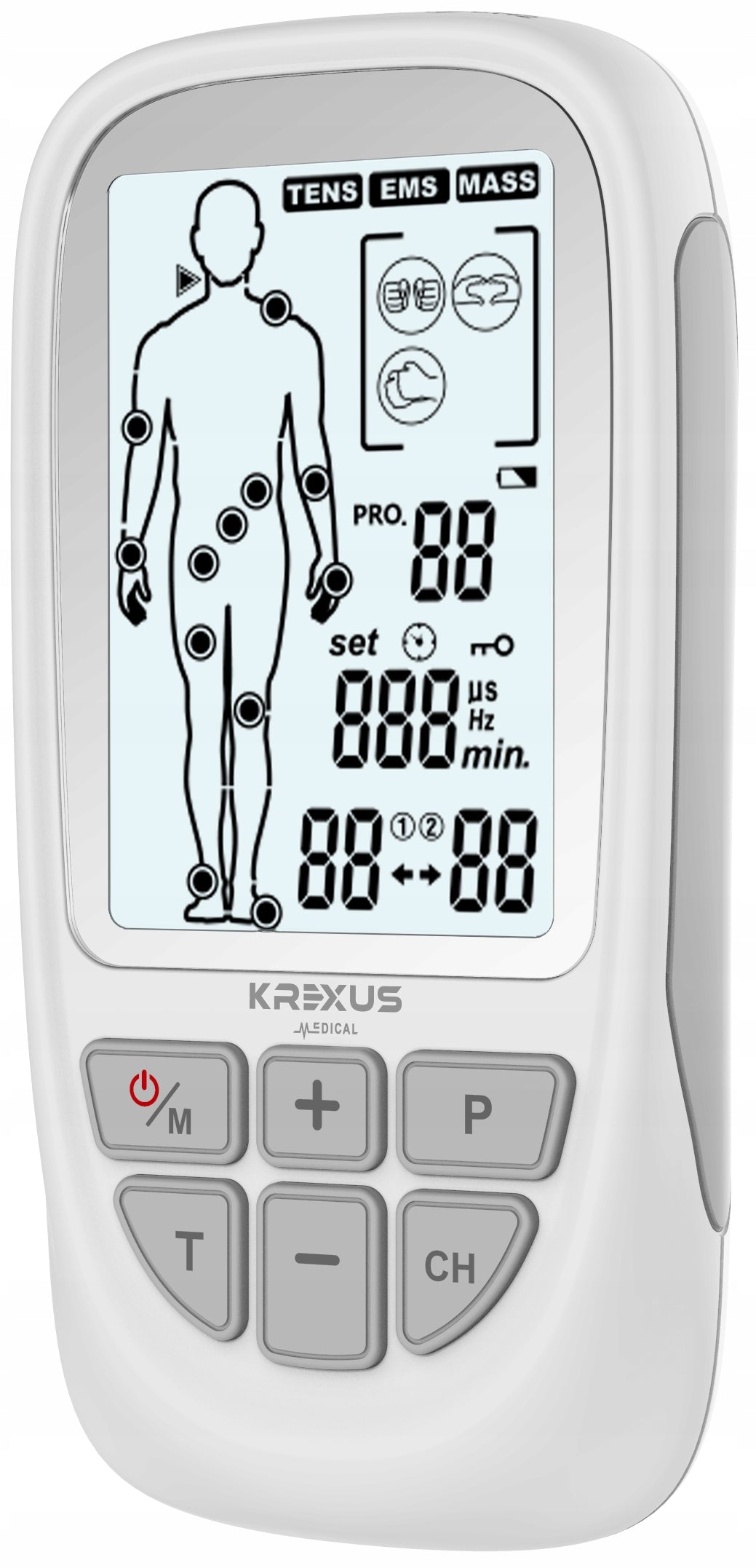 Electrostimulator TENS EMS Nerve Muscle Massager Krexus Medical 73 Prog Medical device yes