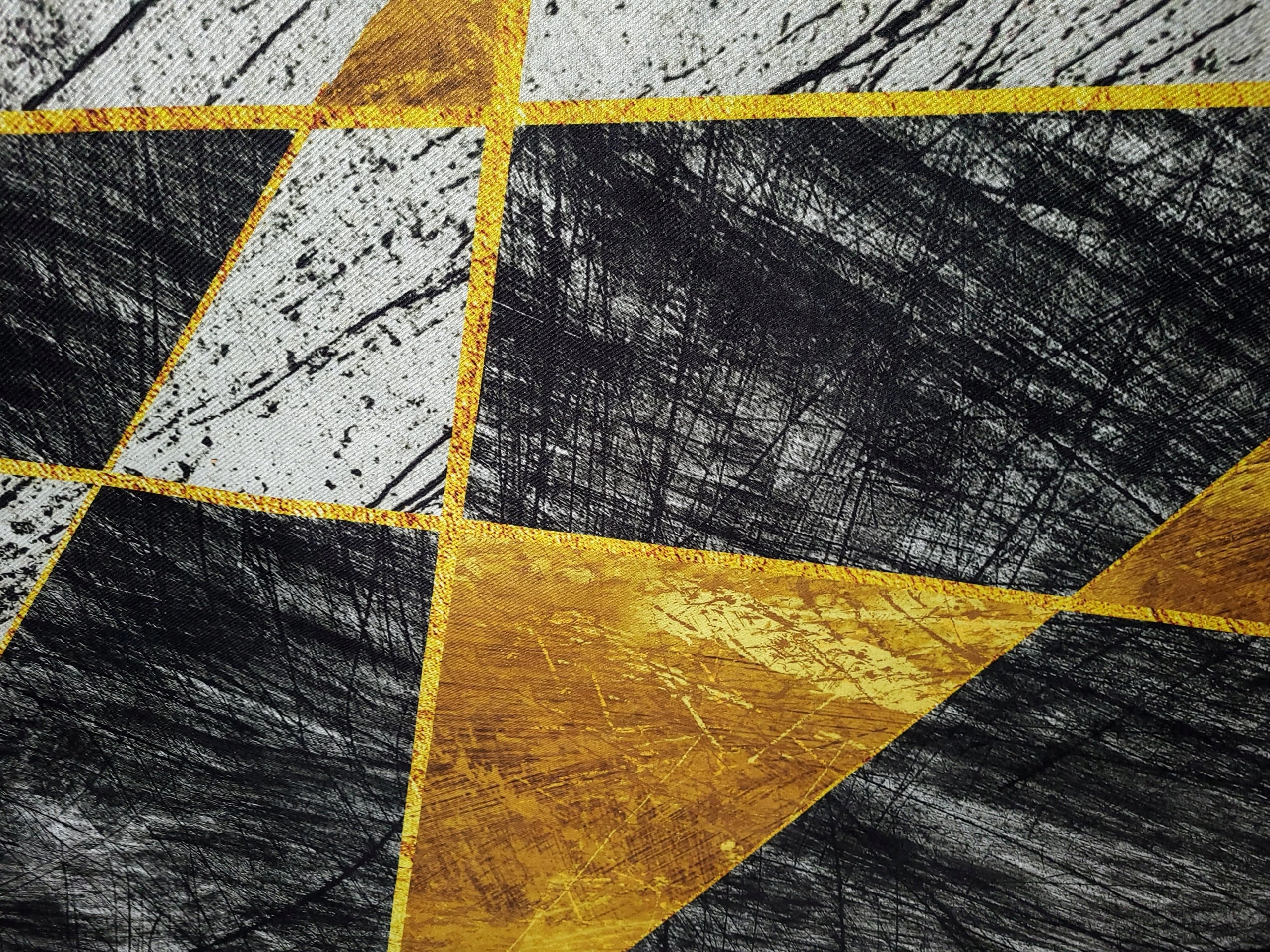Elegant Anti-Slip Living Room Rug Fancy 200x300 Mosaic Grey Gold Length 300 cm