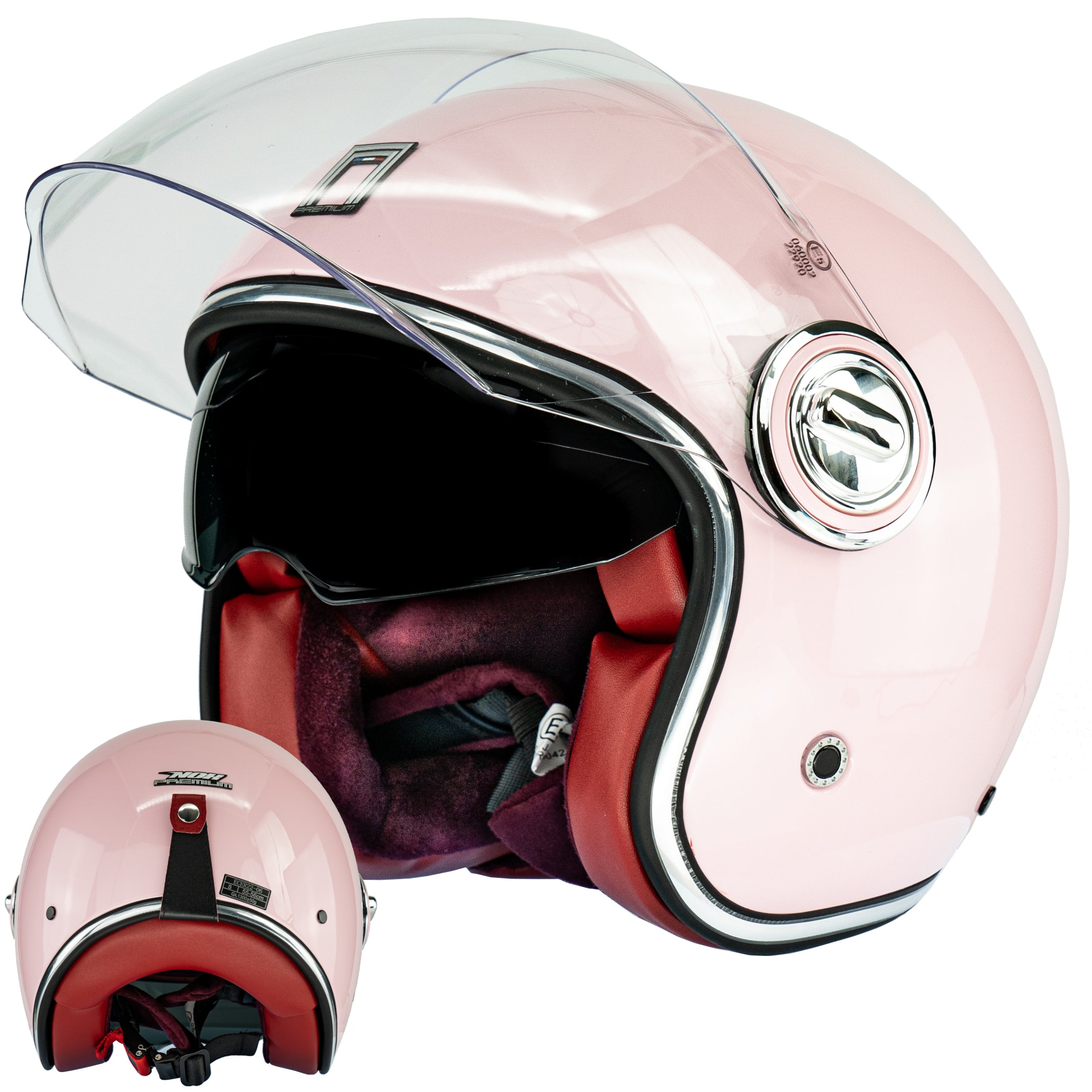 Elegant Neo-Retro pink motorcycle helmet Vespa scooter premium Nox M