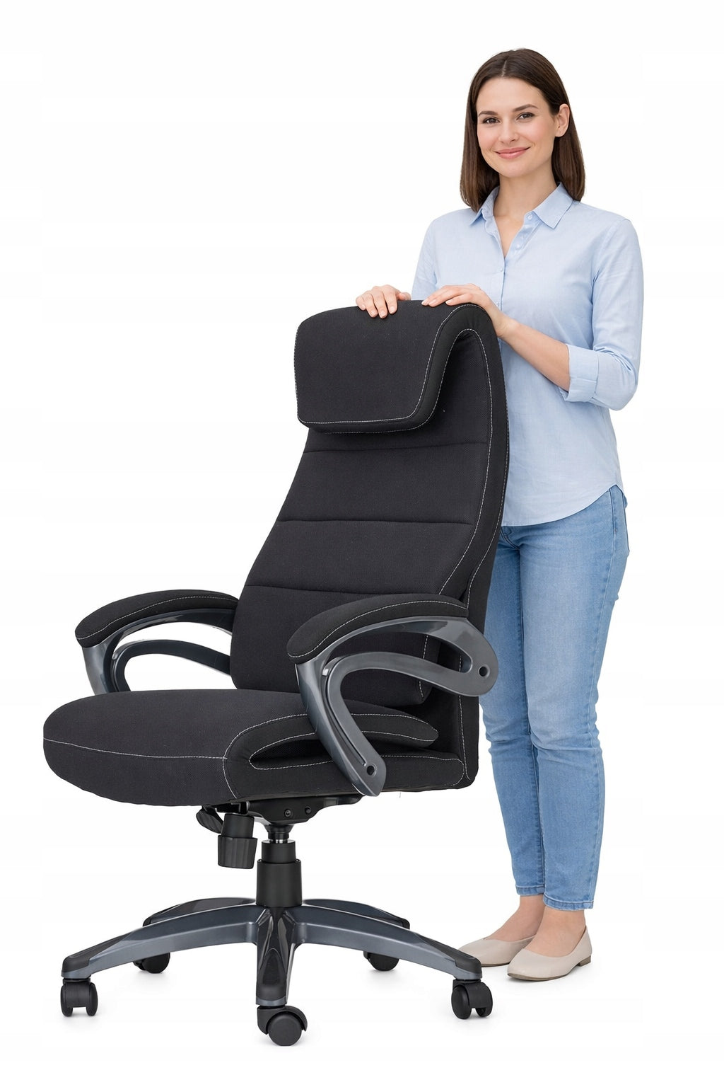 Elegant Office Chair SIDNEY Swivel Black TILT Cabinet Fabric