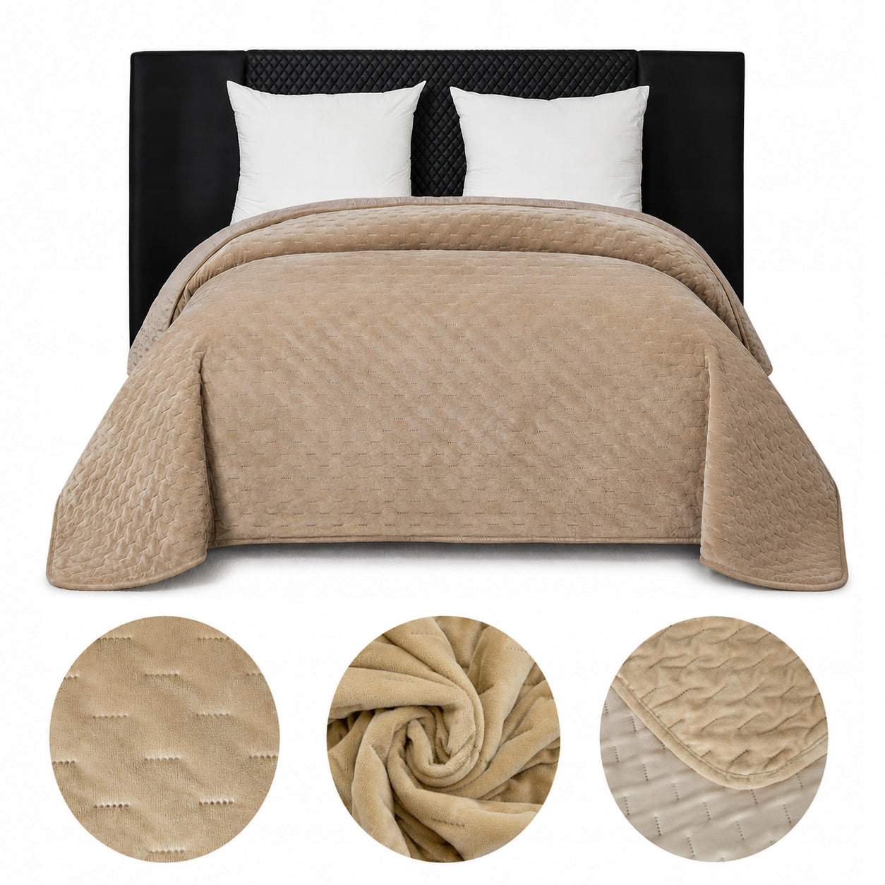 Elegant bedspread 170x210 cm with beige piping