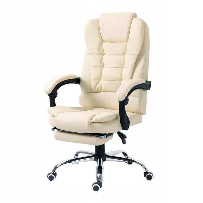 Elegant ergonomic computer chair with footrest and backrest adjustment Manufacturer code Fotel komputerowy do biurka regulowany krem 2