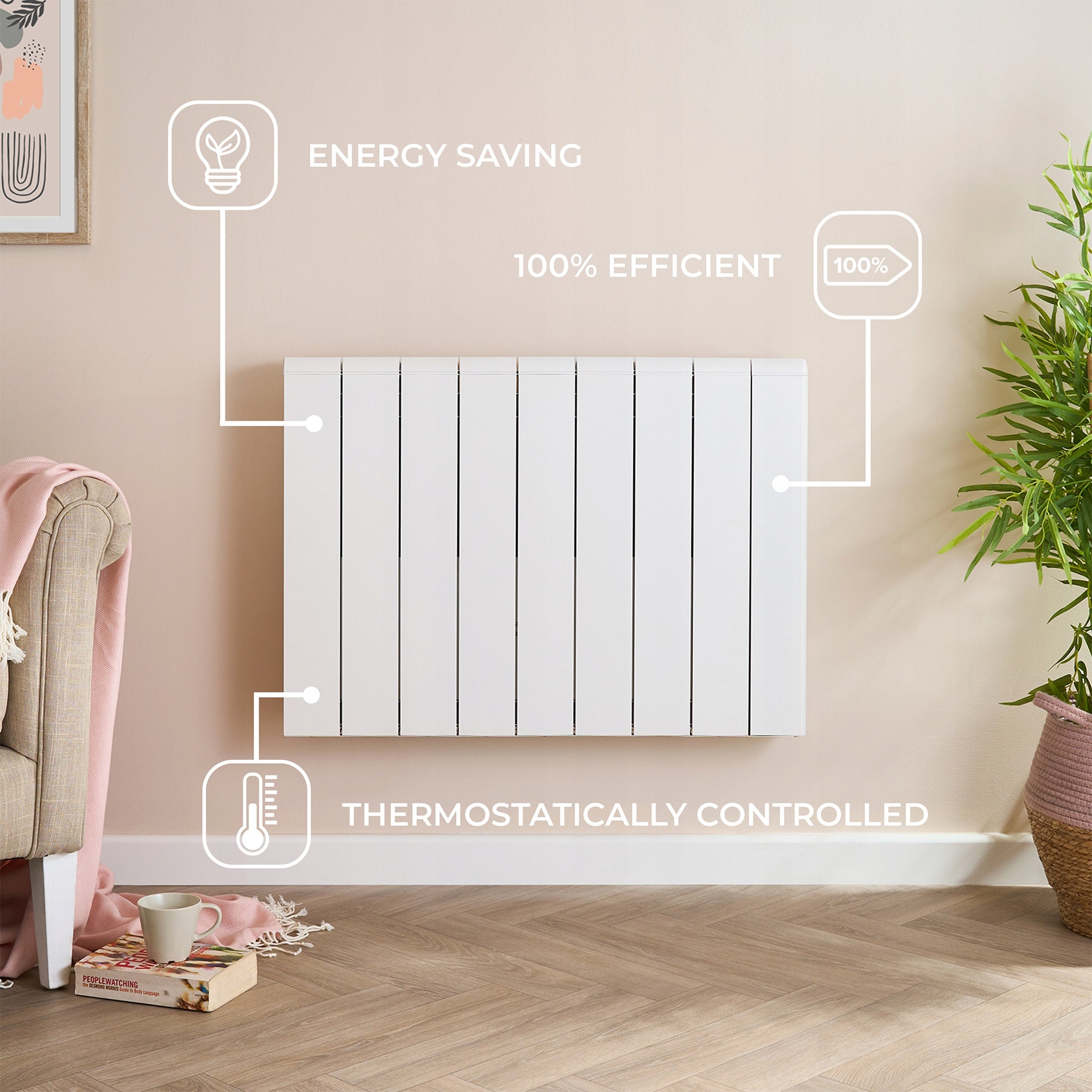 Elektrický radiátor, duální vytápění 2000 W, bílý, kov – Adam Samson Brand no brand