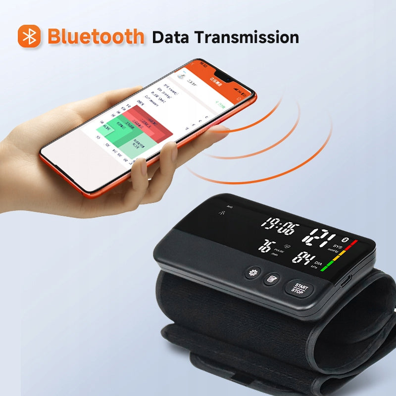 Elektroniczny ciśnieniomierz bluetooth APP z opaską na nadgarstek 22-42 cm