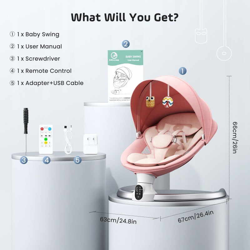 Elektryczna huśtawka dla niemowląt,Bluetooth,5 kątów,pilot,0-6 miesięcy 9kg Packaging status original