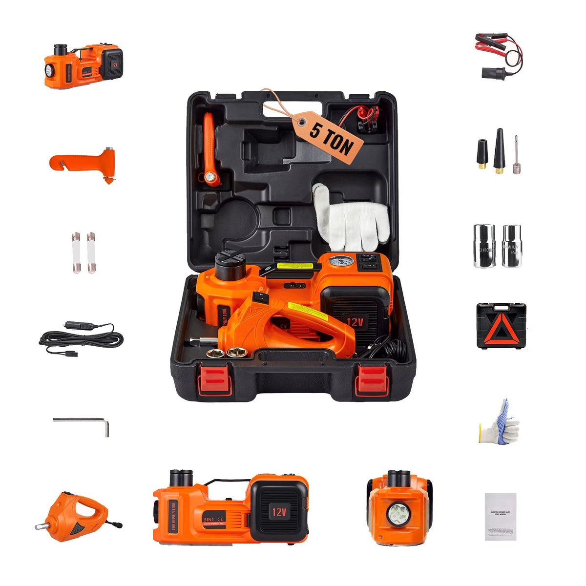 Elektryczny hydrauliczny podnośnik samochodowy 5T z kluczem udarowym 450 Nm