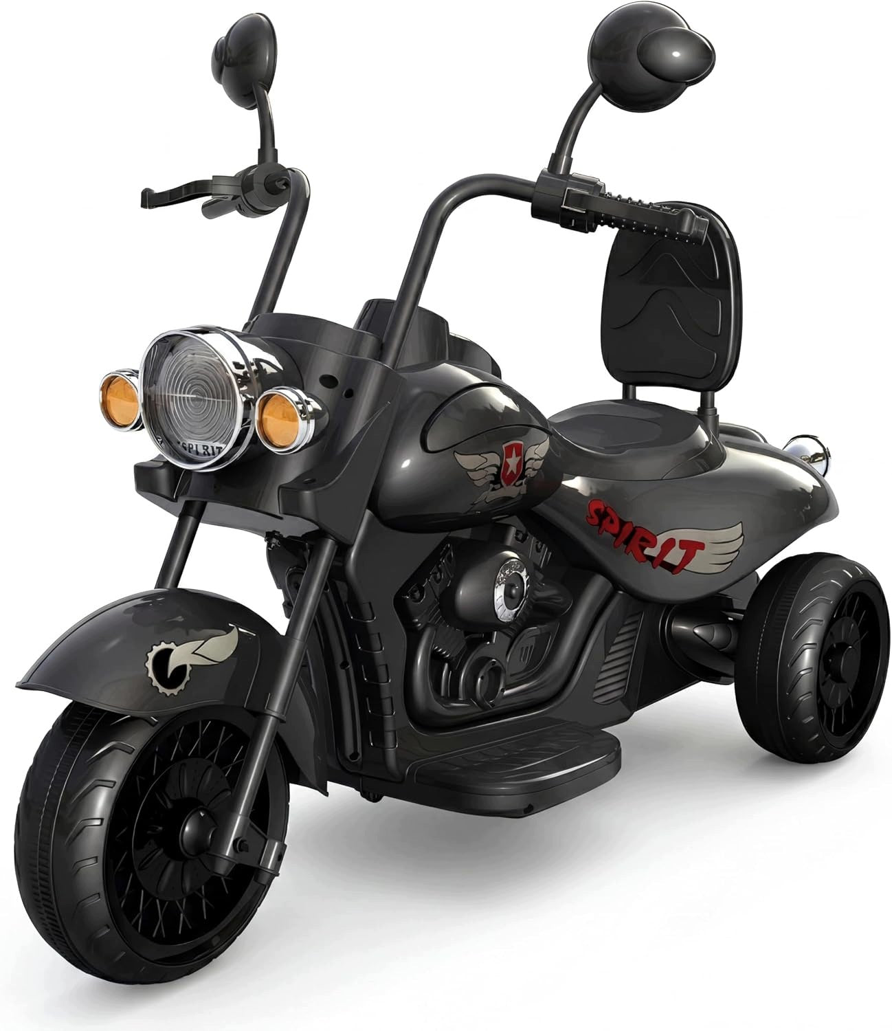 Elektryczny motocykl dla dzieci 12V, LED, muzyka, klakson, Czarny