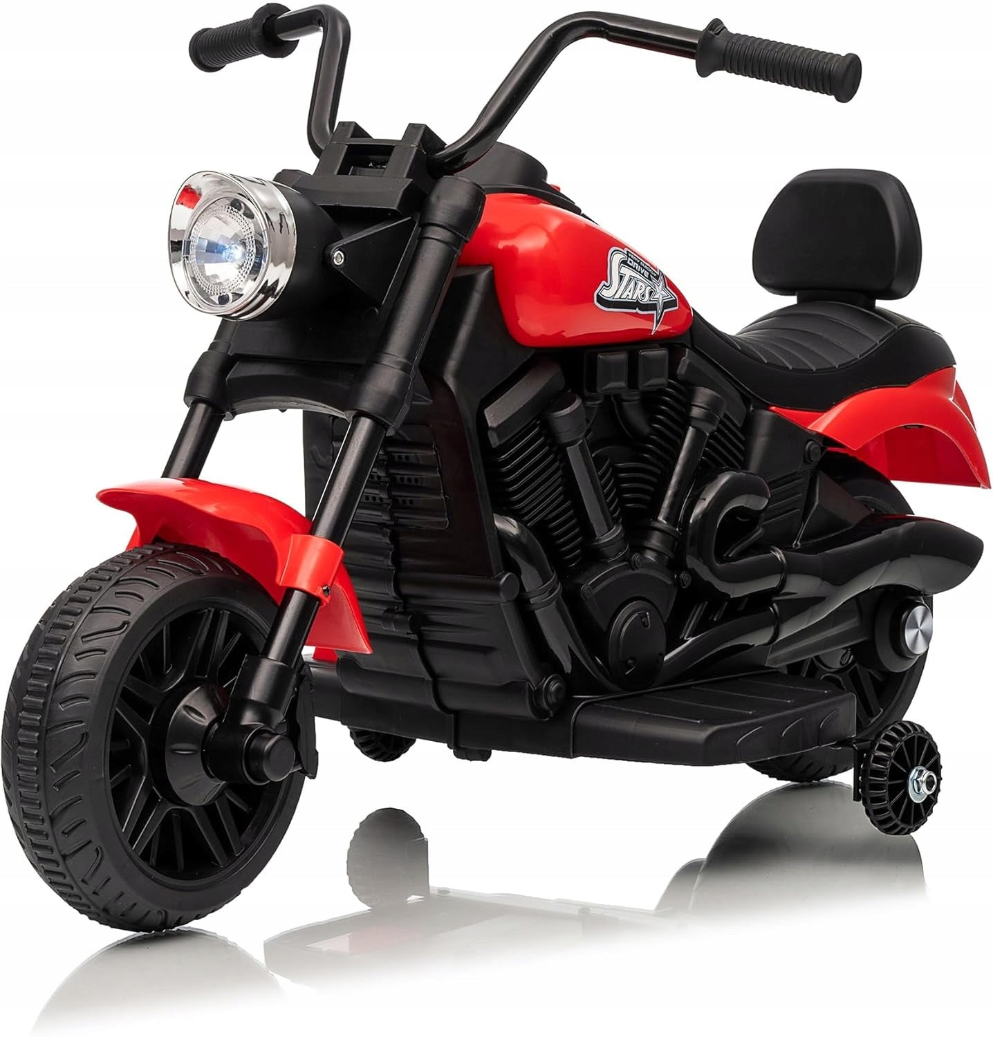 Elektryczny motocykl dla dzieci, 6 V, z muzyką i światłami, Czerwony