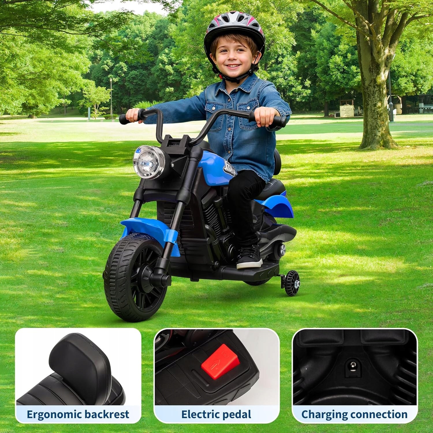 Elektryczny motocykl dla dzieci, 6 V, z muzyką i światłami, Zielony Manufacturer code NIKIRENTY