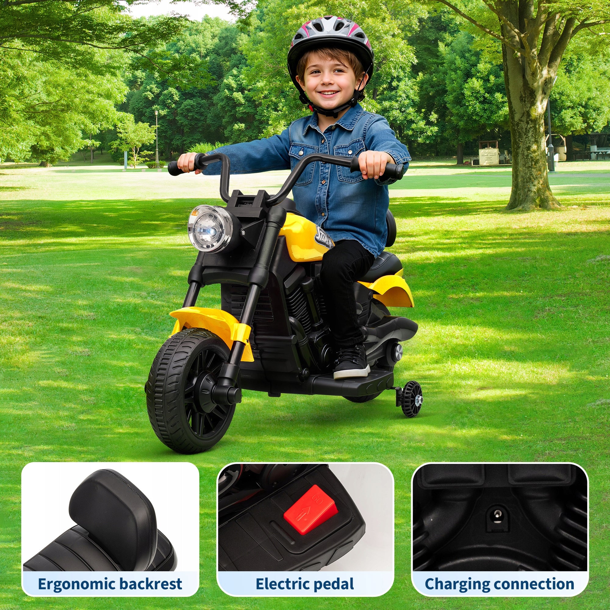 Elektryczny motocykl dla dzieci,motocykl z łagodnym startem i zawieszeniem Packaging status original