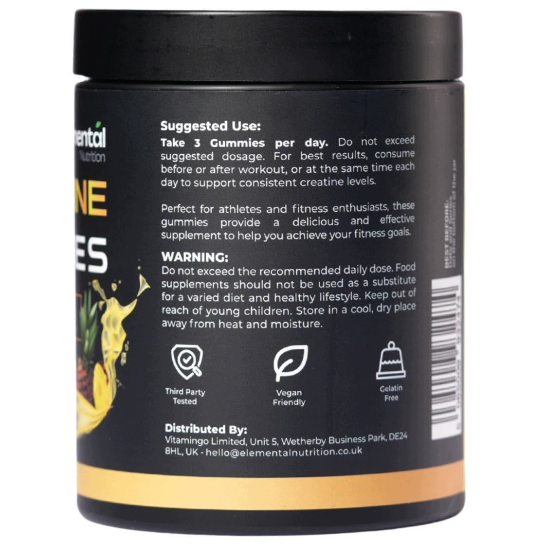Elemental Nutrition Creatine Monohydrate 5000mg - Pineapple Gummies 90 pcs Expiration date at least 1 year from the date of purchase