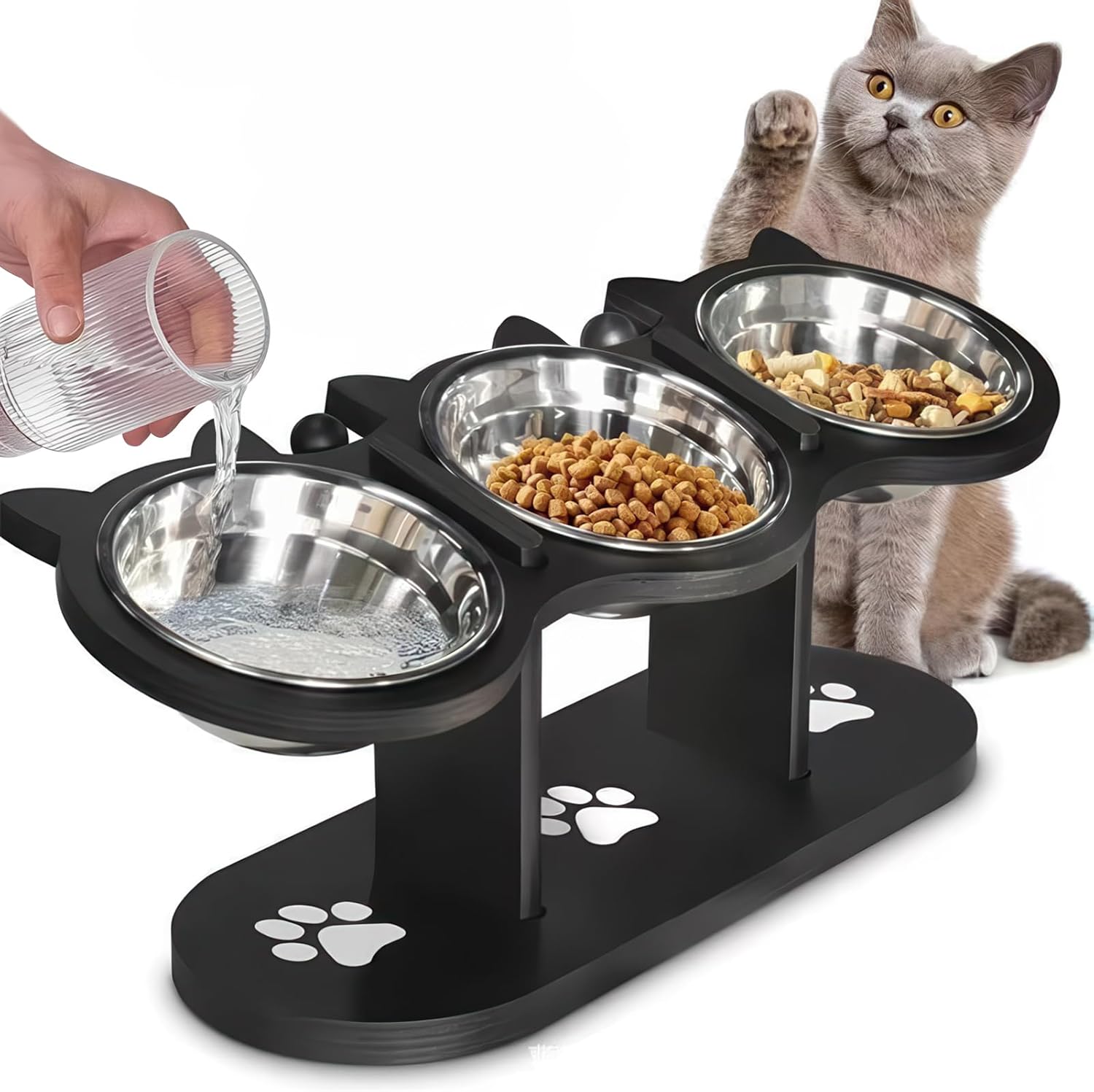 Elevated Cat Bowls Cat Shaped Feeding Stand With 3 Bowls Manufacturer code Stojak do karmienia Z 3 miskami