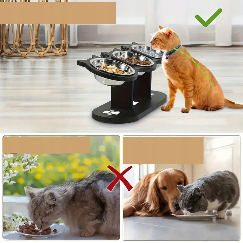 Elevated Cat Bowls Cat Shaped Feeding Stand With 3 Bowls Material other material