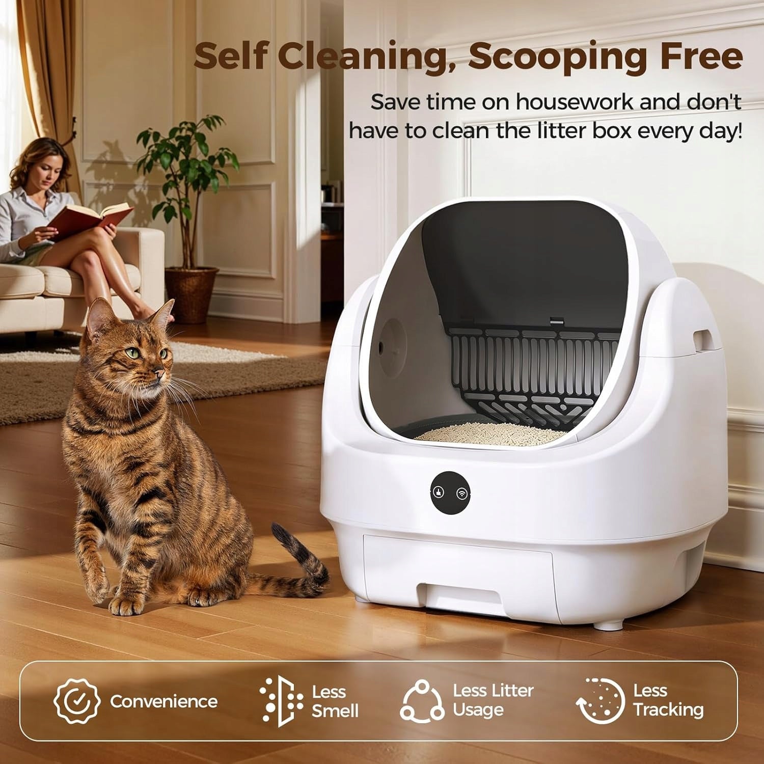 Ellenpent Automatic Cat Cuvette WiFi APP Self-Cleaning Large Packaging status original