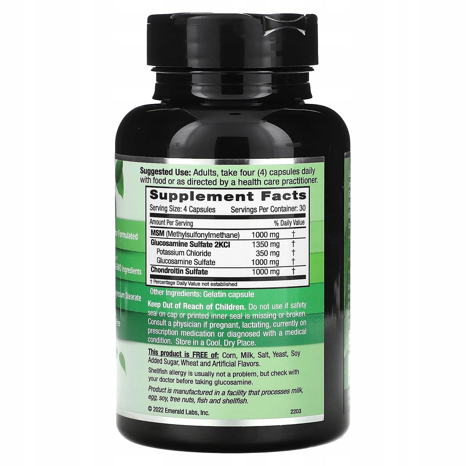Emerald Laboratories, Glucosamine and Chondroitin + MSM, 120 capsules Expiration date at least 3 months from the date of purchase