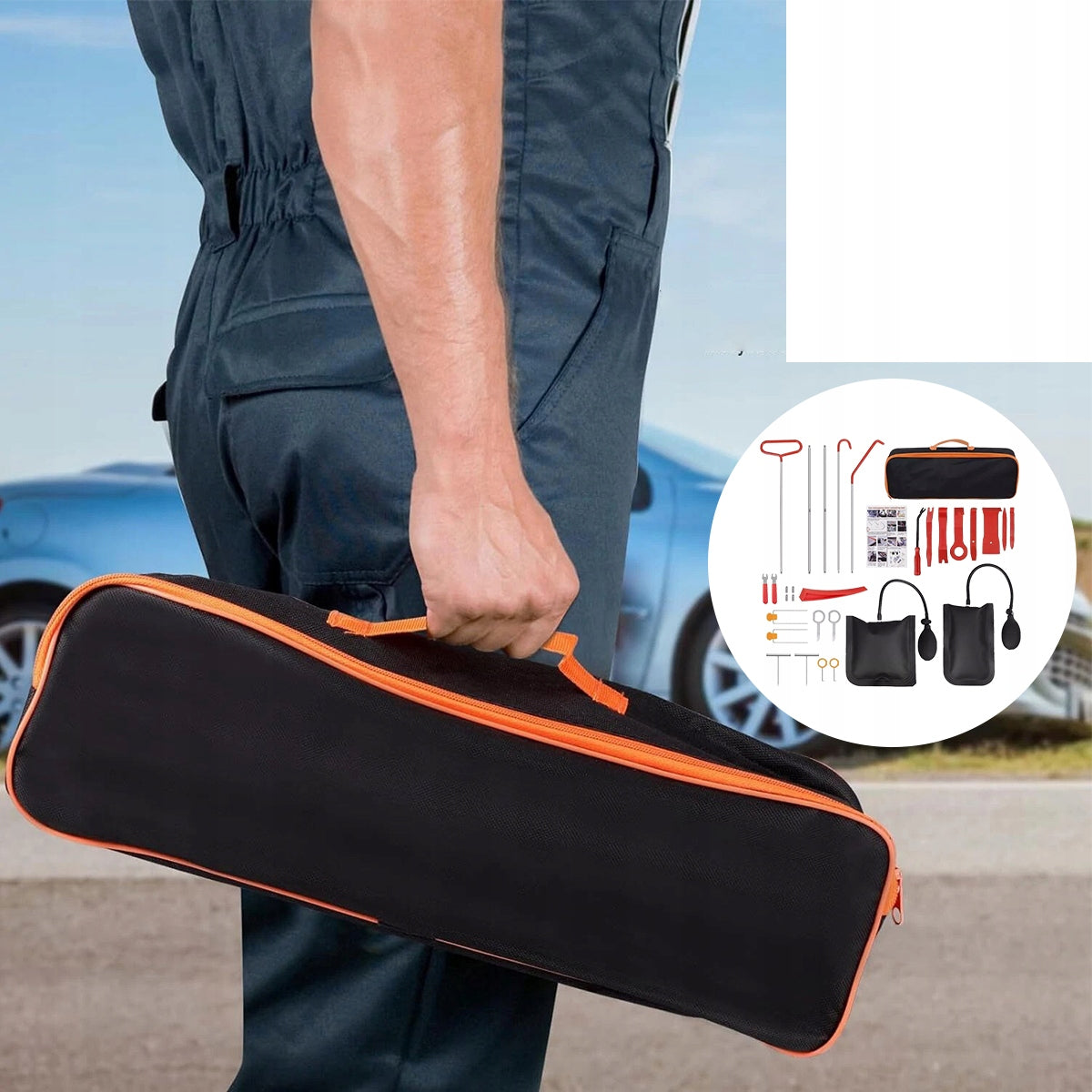 Emergency Car Door Opening Kit Crowbar Wedge Folding Rod Twisted Packaging status original