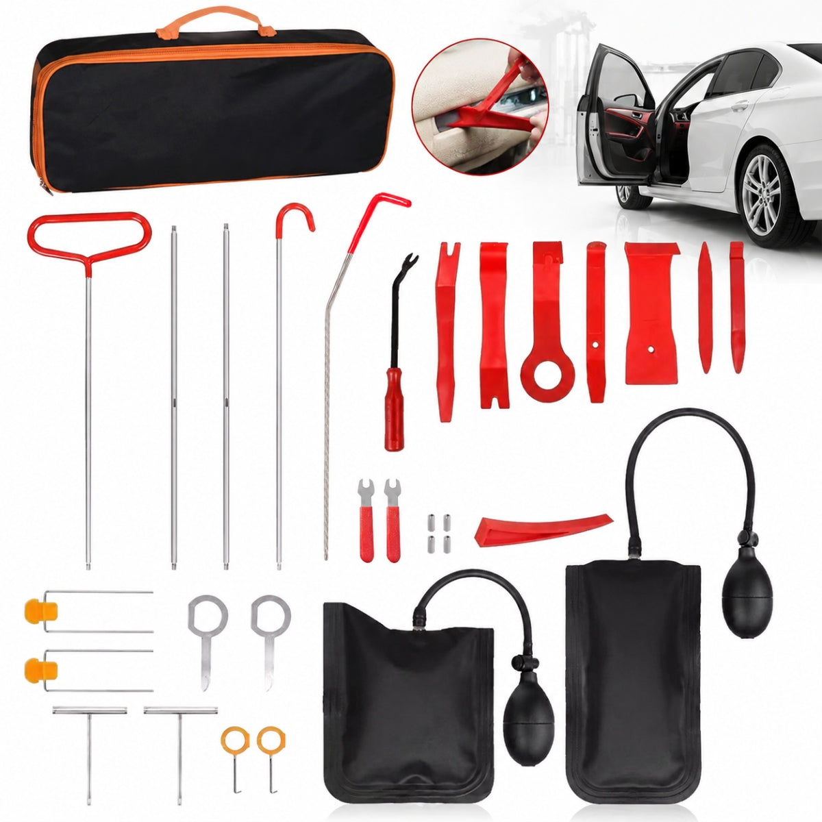 Emergency Car Door Opening Kit Crowbar Wedge Folding Rod Twisted