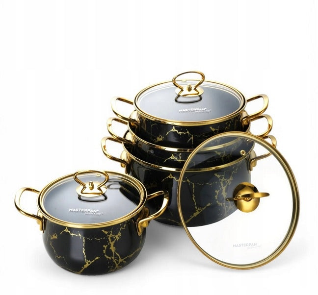Enamel Pots MasterPan 8 el. Set of Pots Enamel For Gas For Induction