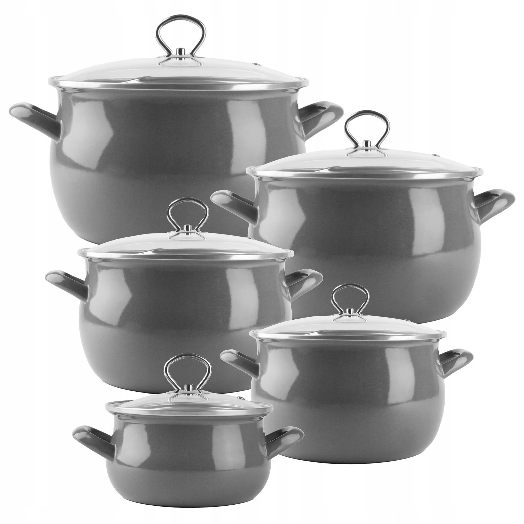 Enamel pots set of enamel pots grey Helena 10 elements