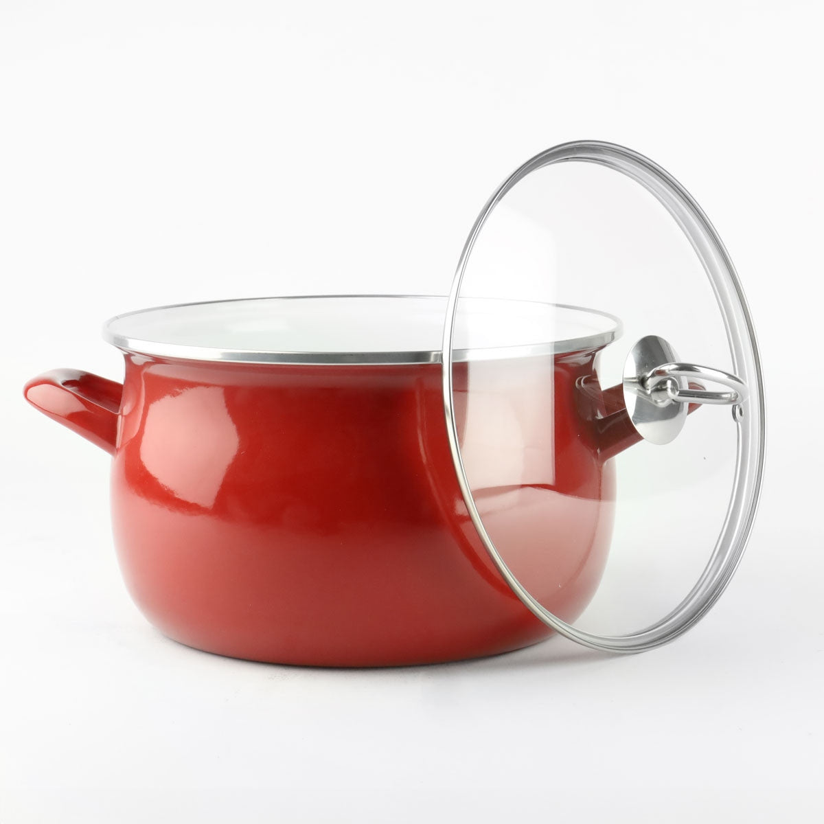 Enamel pots set of enamel pots red Helena 10 elements Brand Silesia Emalia