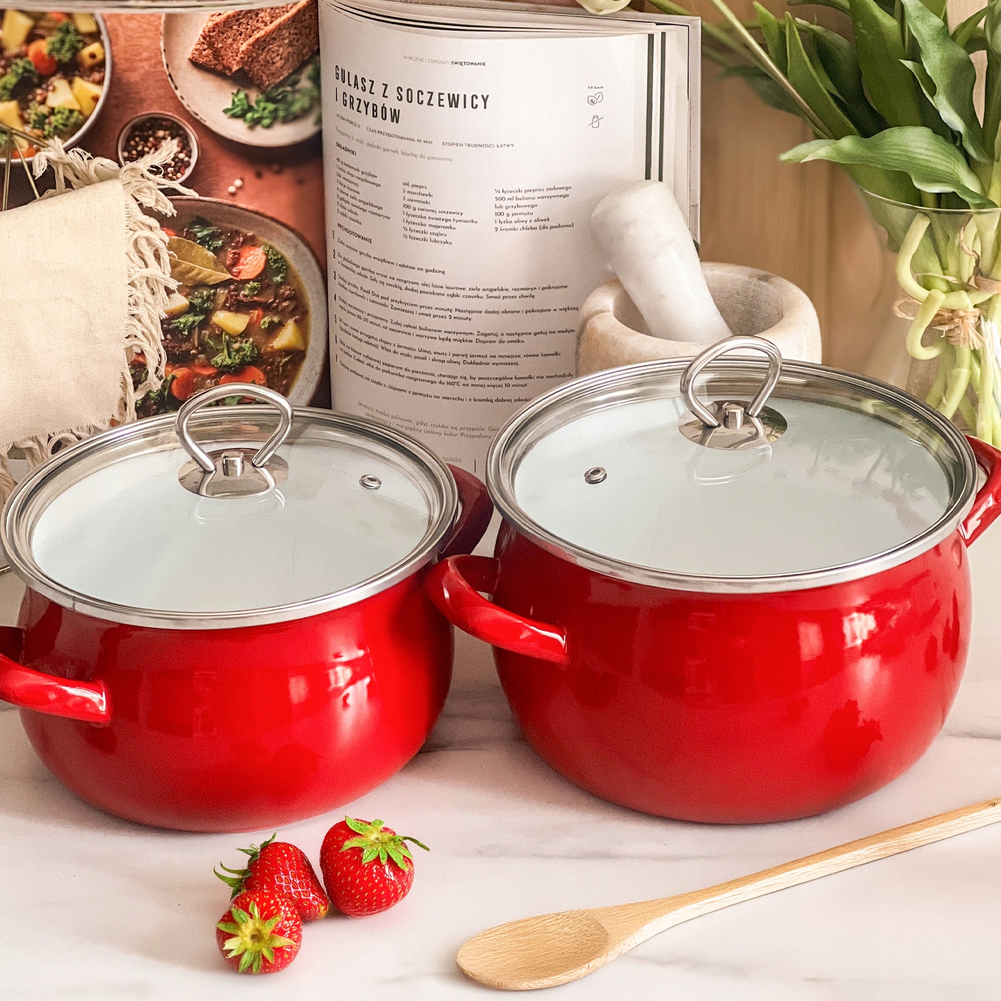 Enamel pots set of enamel pots red Helena 10 elements EAN (GTIN) 5905155026552