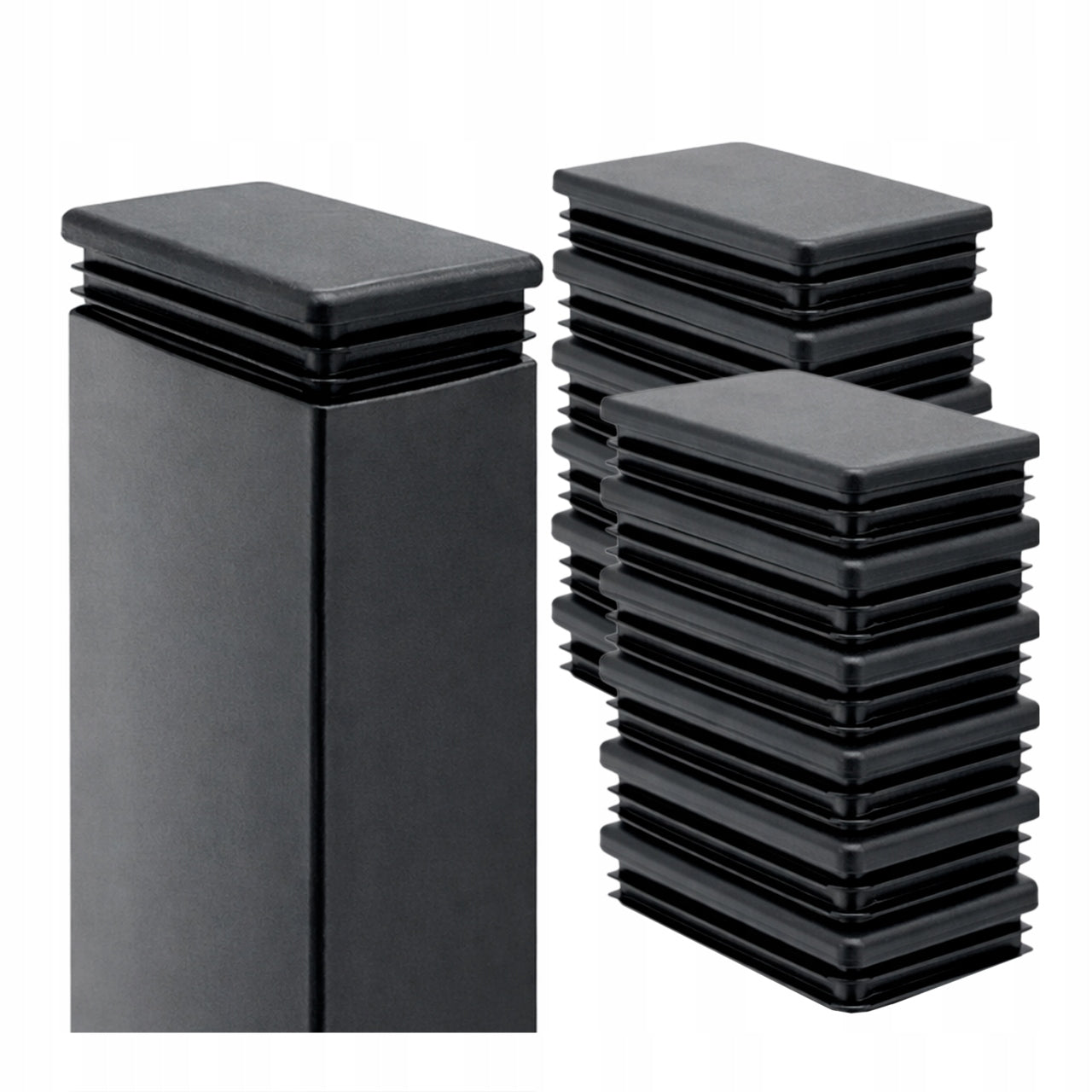 End caps for profiles 60x40 black rectangular plastic 10pcs.