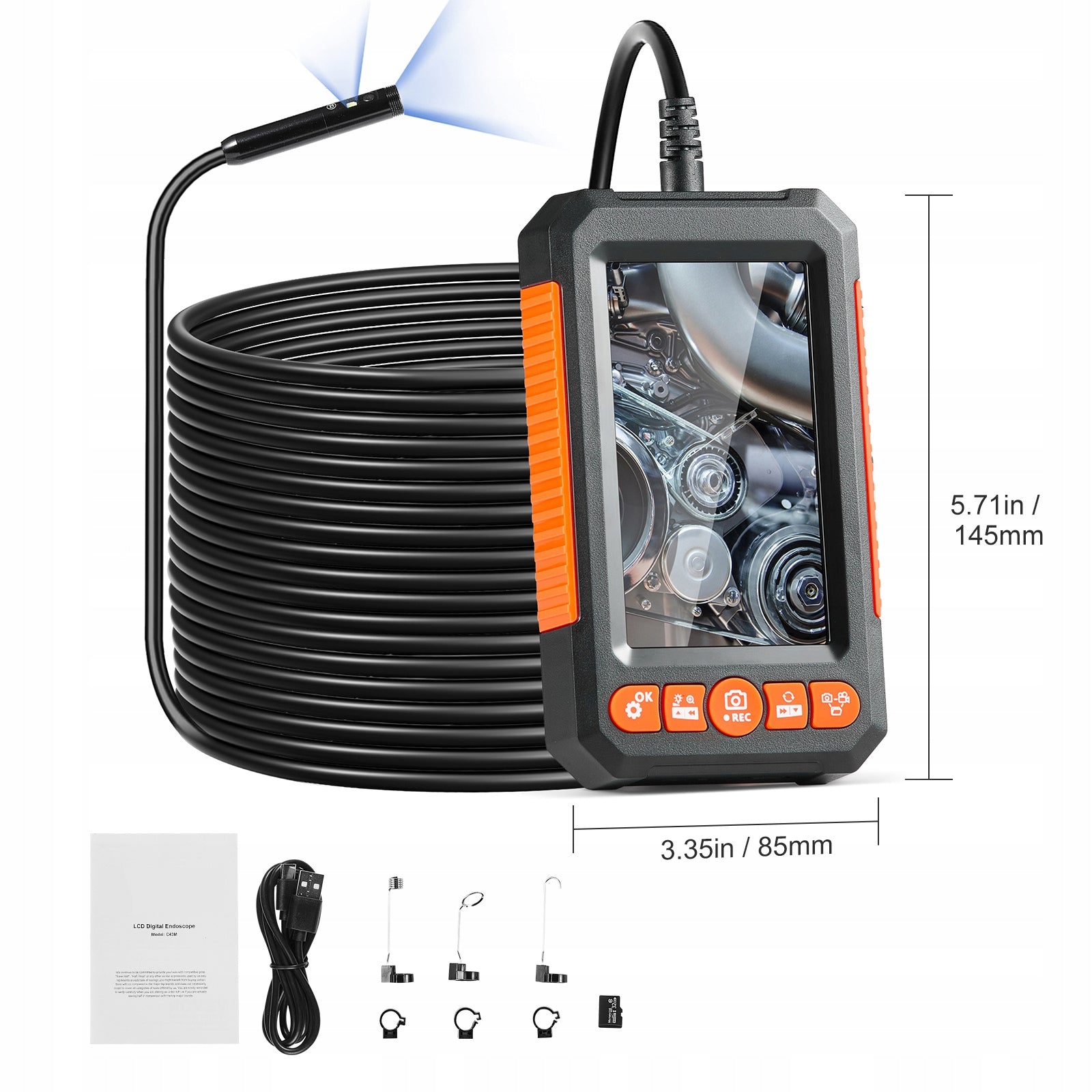 Endoscope Camera 2000MAH 2 Pcs Lenses Cable 15M Inspection Camera Manufacturer code FXKQXNKJ