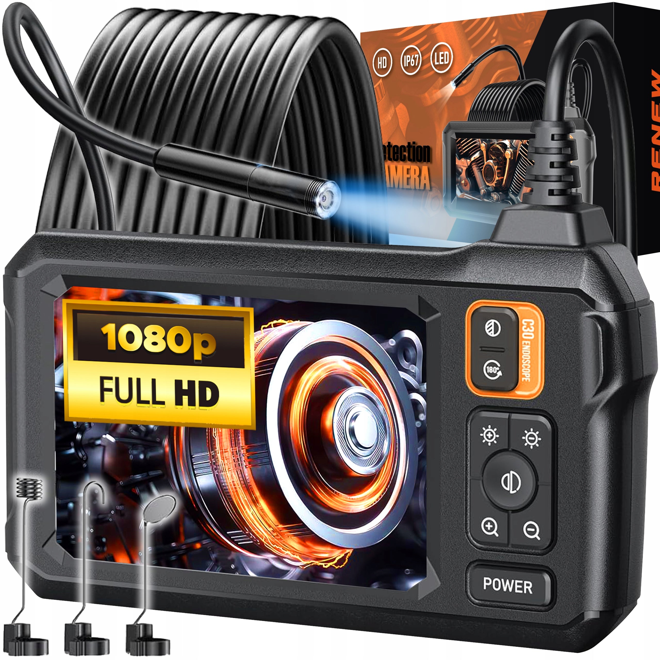 Endoscope Inspection Camera FULL HD 5M IPS Display 4.3" LED CMOS 1080p