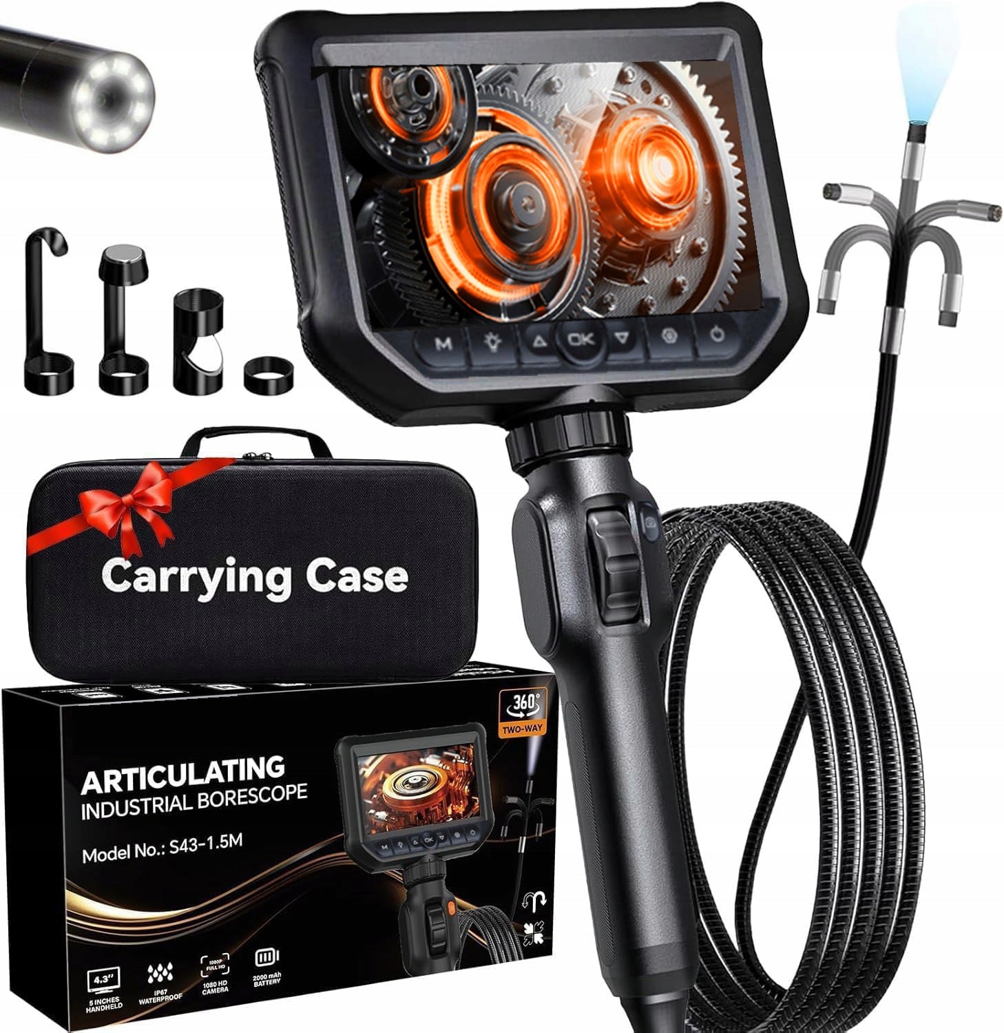 Endoscope Inspection Camera MOVABLE HEAD 360° 2m for MOTOR PIPES
