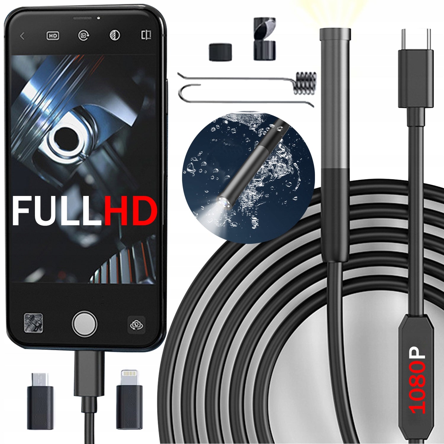 Endoscope Inspection Camera WIRELESS Waterproof WiFi 3m For Phone