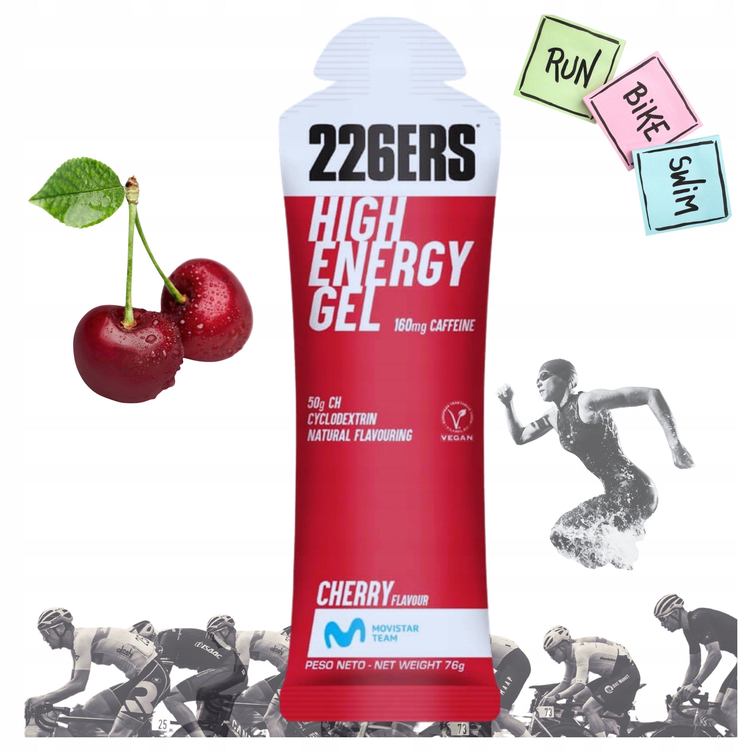Energy Gel 226ers High Energy Gel 50g BCAA cherry with caffeine 76g Packaging status original