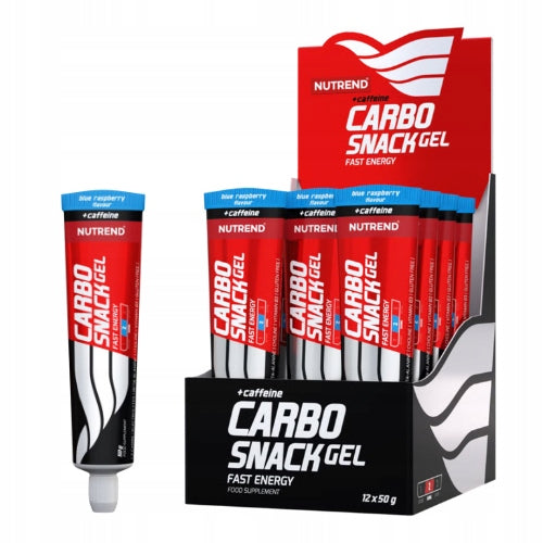 Energy Gel Carbosnack Gel 12x 50g Caffeine Carbohydrates Raspberry NUTREND Packaging status original