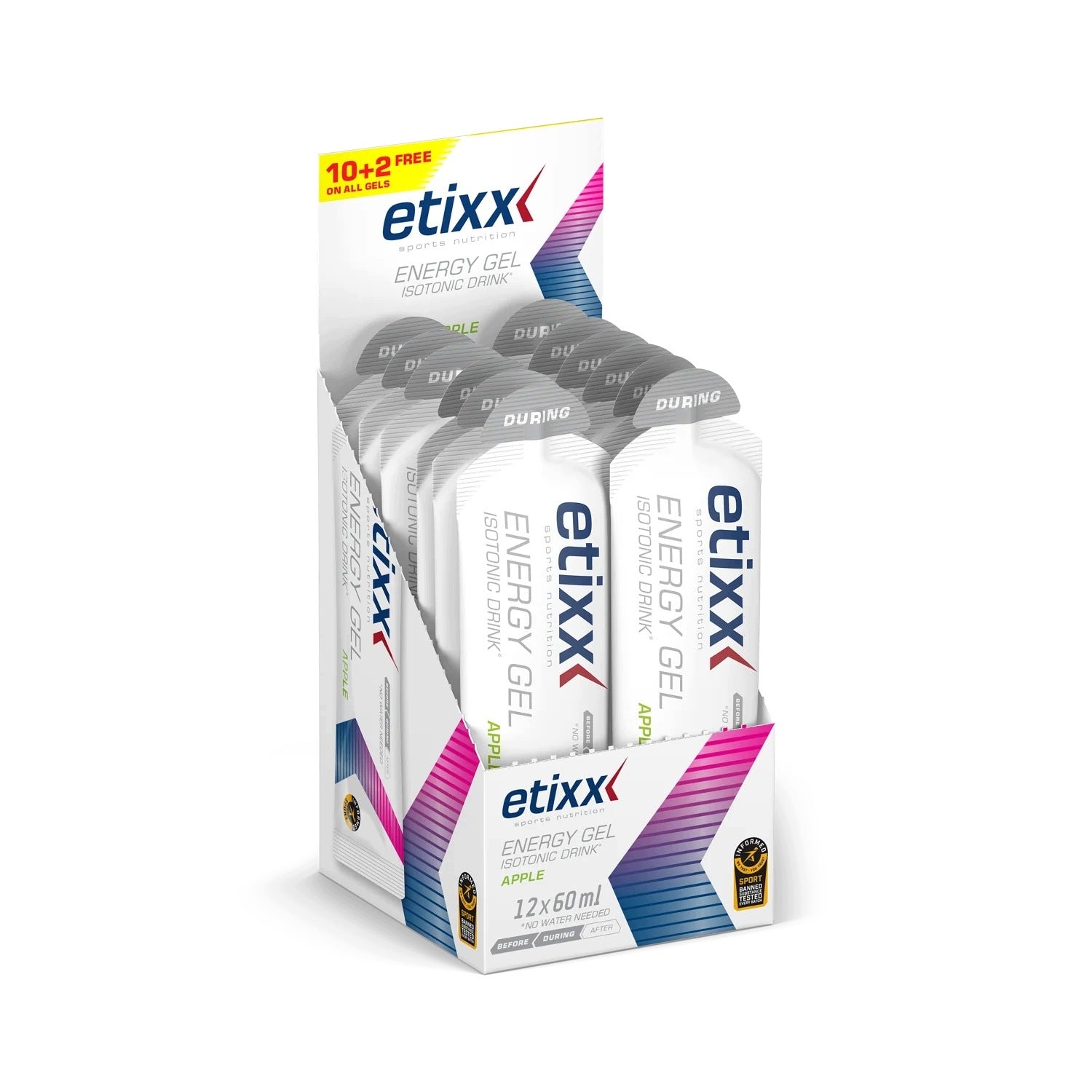 Energy Gel Etixx Energy Gel Isotonic Apple Flavour 60 ml x12