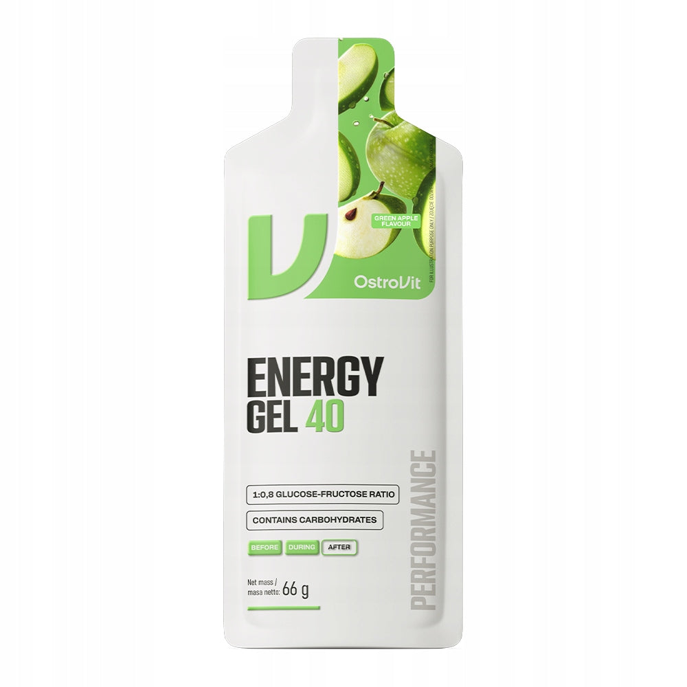 Energy Gel OstroVit Energy Gel 40 Green Apple 12x 66 g Carbohydrates Packaging status original