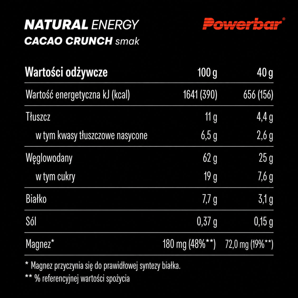 Energy bar PowerBar 40 g for training carbohydrates snack energy Expiration date at least 3 months from the date of purchase