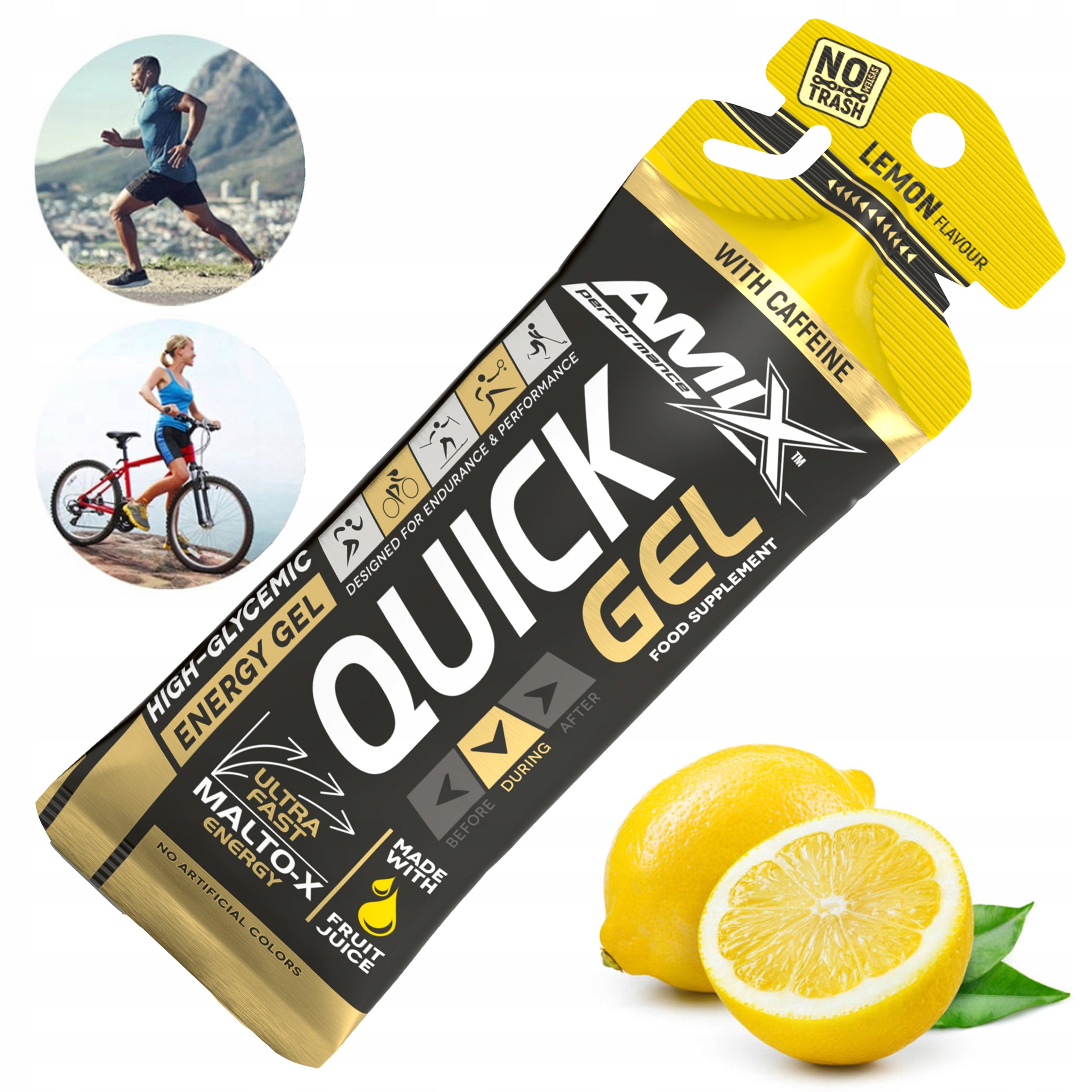 Energy gel with caffeine 45 mg 45 g lemon blood orange running Packaging status original