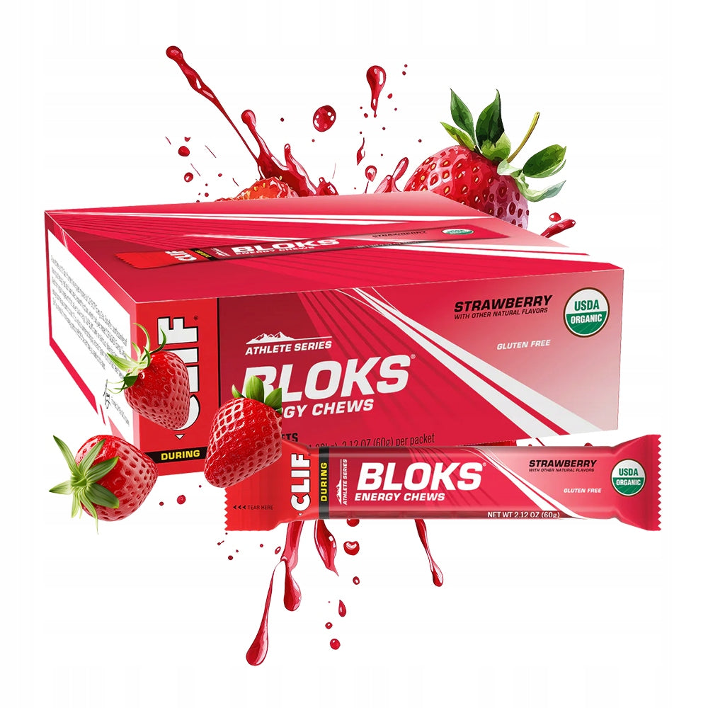 Energy gummies Clif Strawberry 18x60 g carbohydrates for training snack