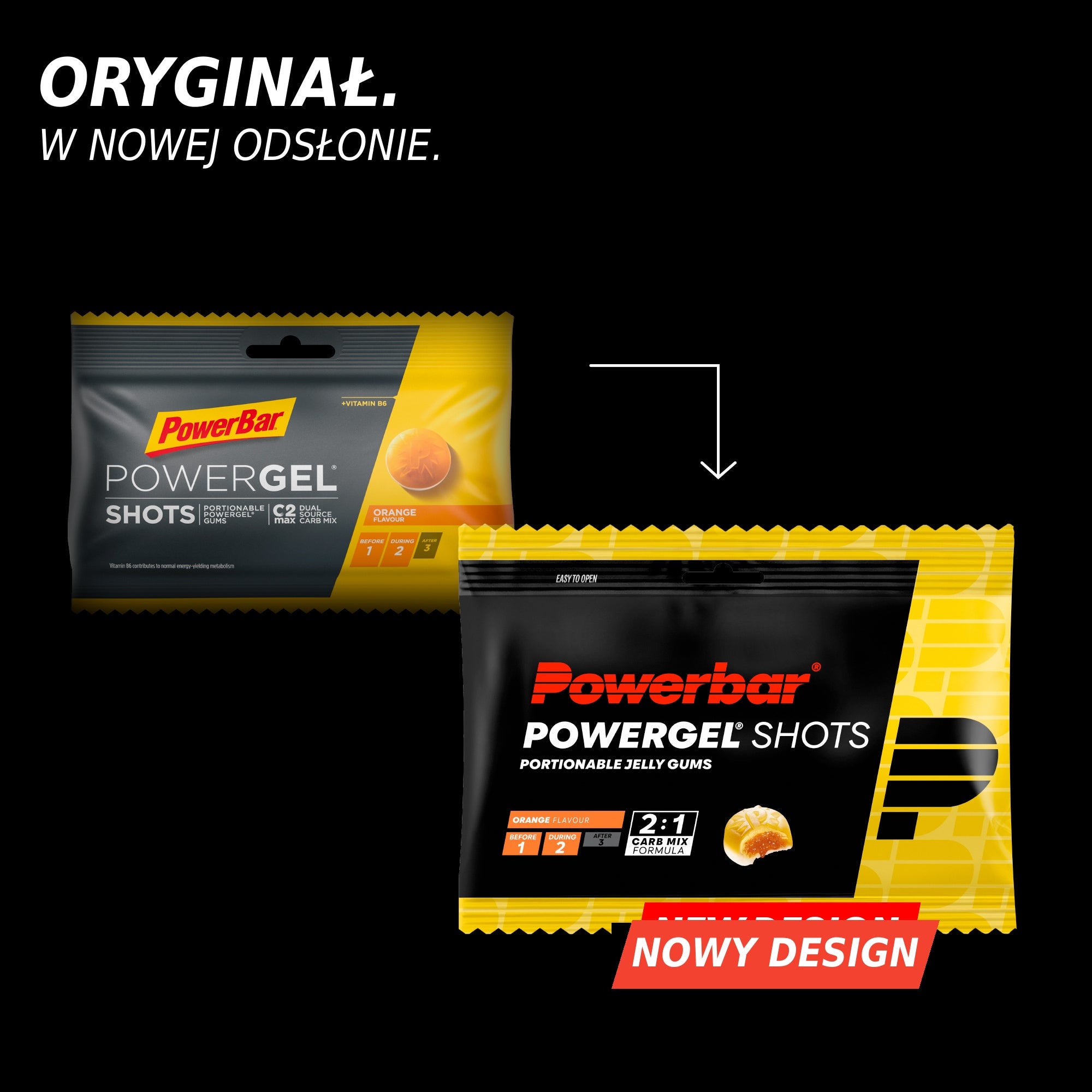 Energy gummies PowerBar Orange 60 g carbohydrates for training energy Packaging status original
