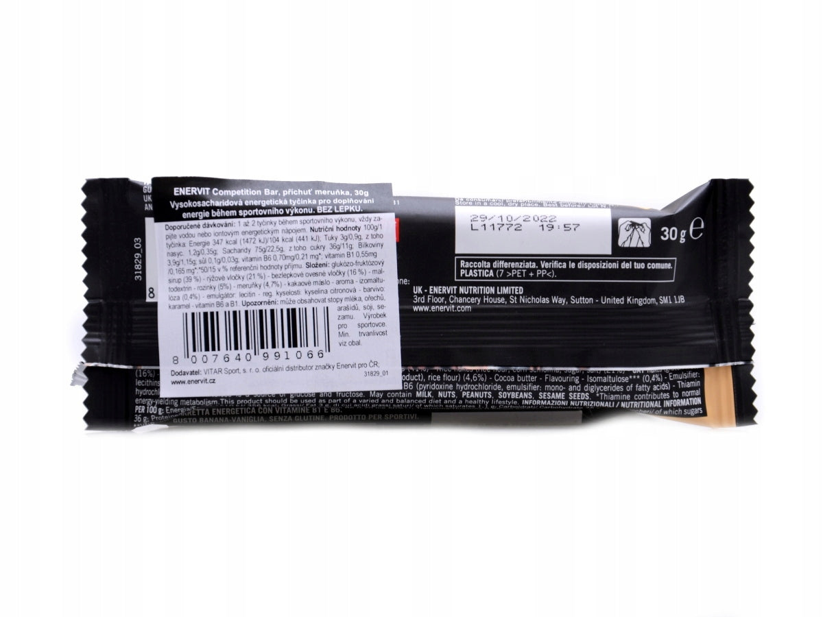 Enervit Competition bar 30g gluten free pomeranč Expiration date at least six months from the date of purchase