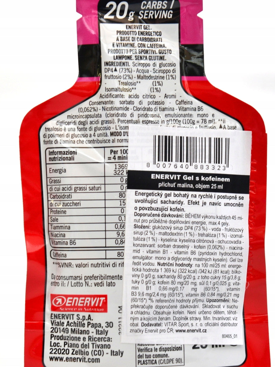 Enervit gel s kofeinem 25ml malina Expiration date at least six months from the date of purchase