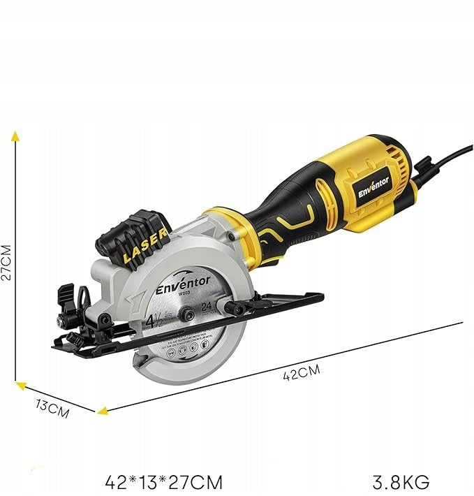 Enventor Mini Circular Saw 705W with Laser Guide + 6 Blades Saw Manufacturer code ENVENTOR 705W + 6 tarcz